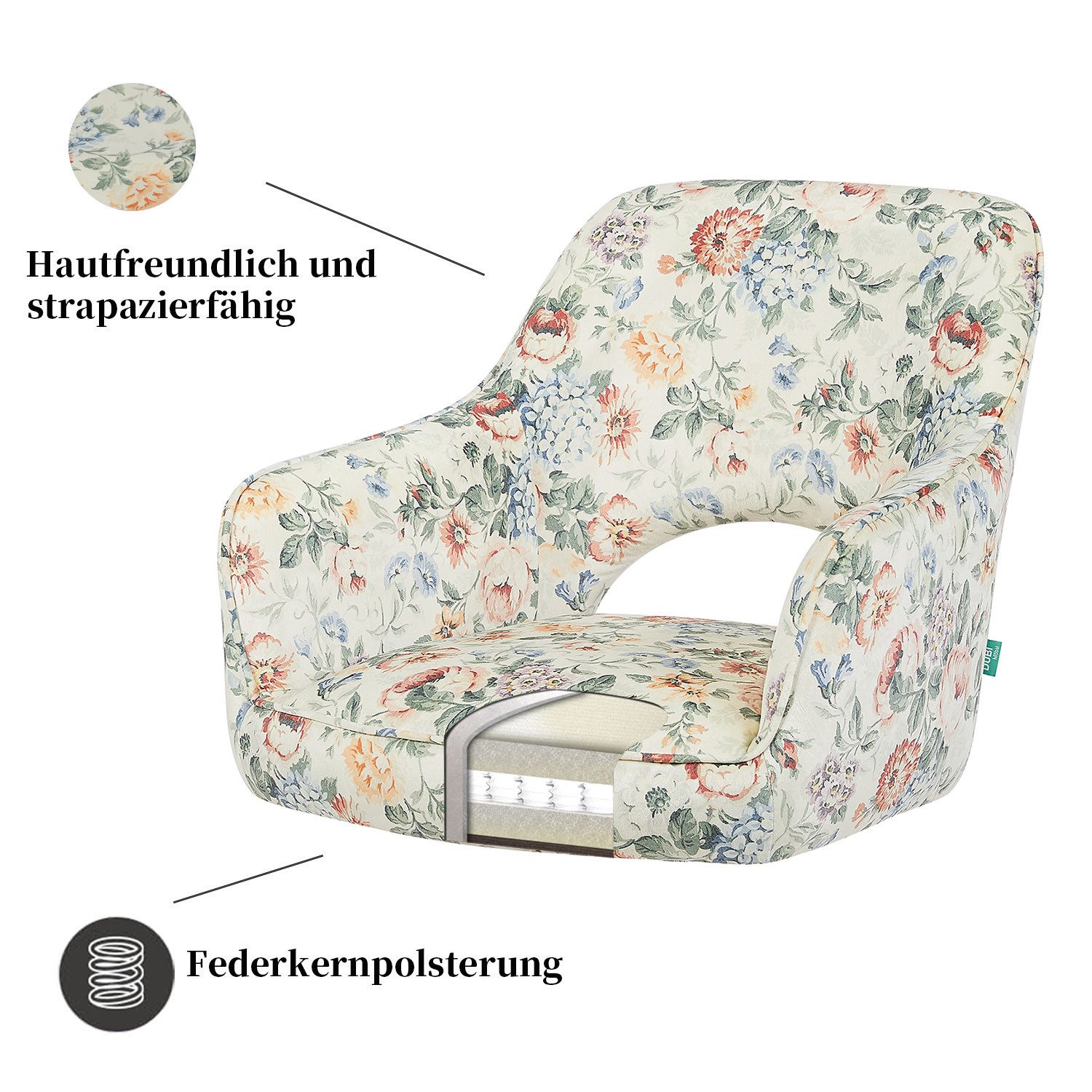 DUBI Möbel Polsterstuhl Mika-Lena (2 St), Federkern, Eiche geölt, 360° drehbar im 2er-Set