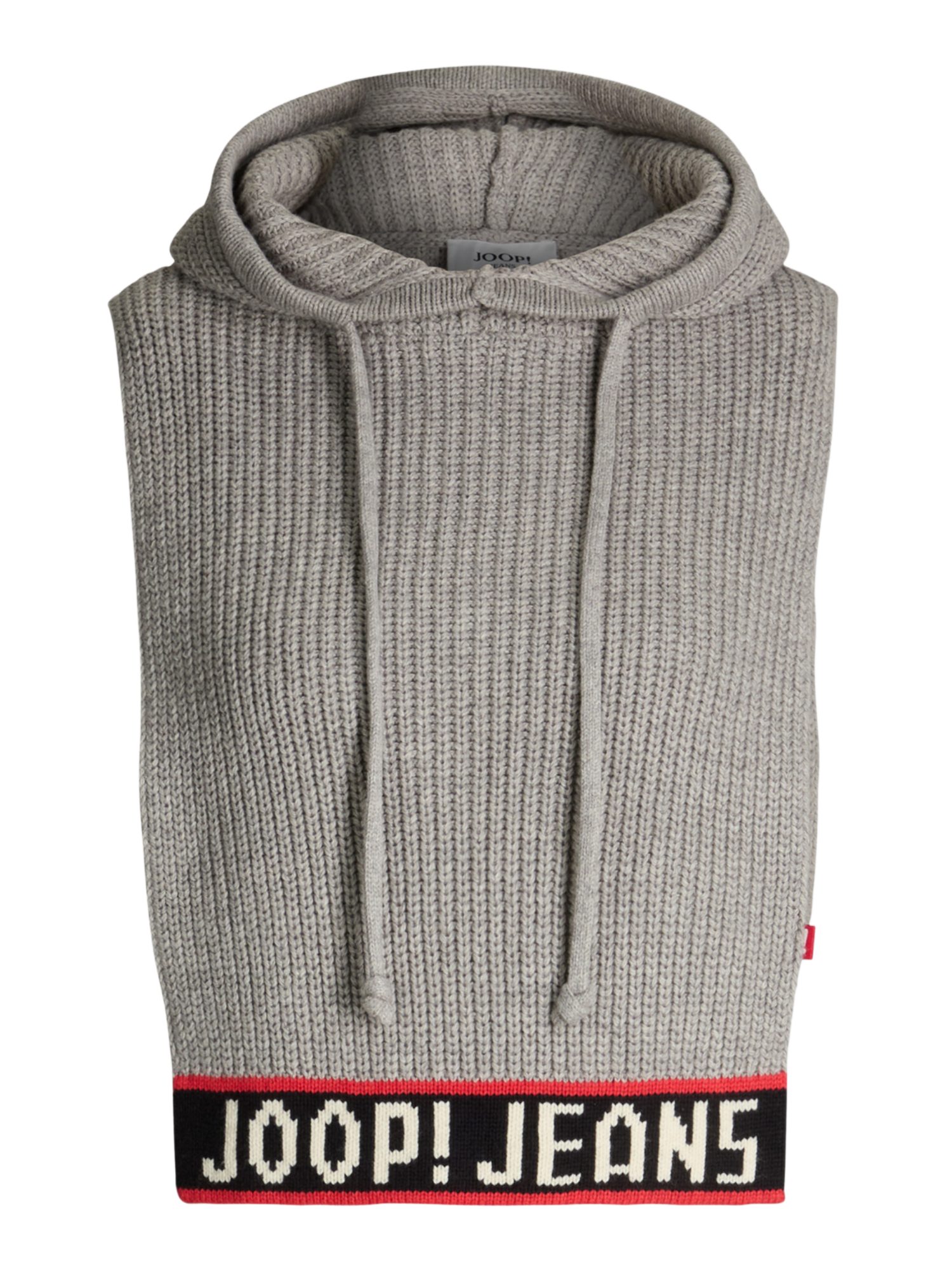 JOOP! Poncho grau,Freizeit,Baumwolle,Logoprint,Rundhals,Ärmellos,Regular Fit