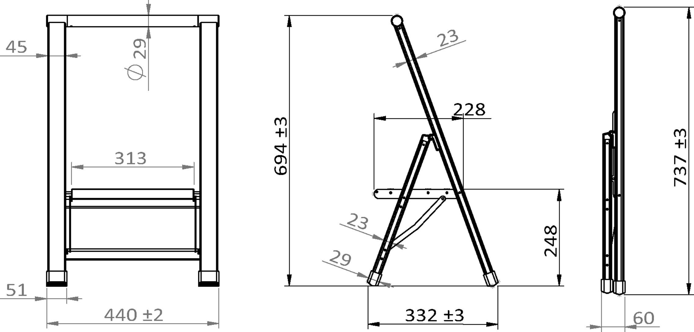 WENKO Trittleiter Modell Alu-Design, Klapptritt Leiter, rutschsichere XXL-Stufen, klappbar, bis 150 kg