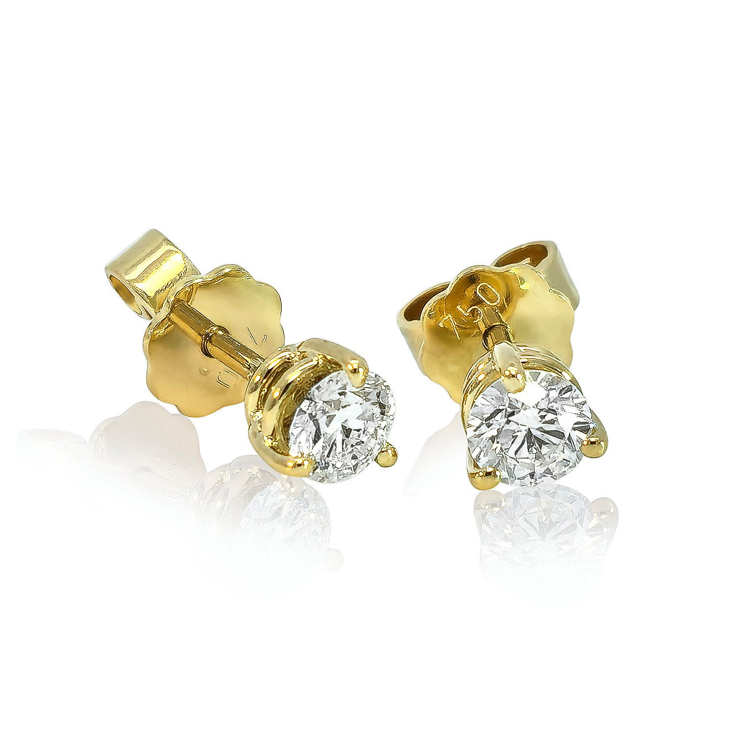 Paar Ohrstecker Ohrstecker 750 Gold mit 2 Diamanten Lupenrein (IF) feines weiß (F)
