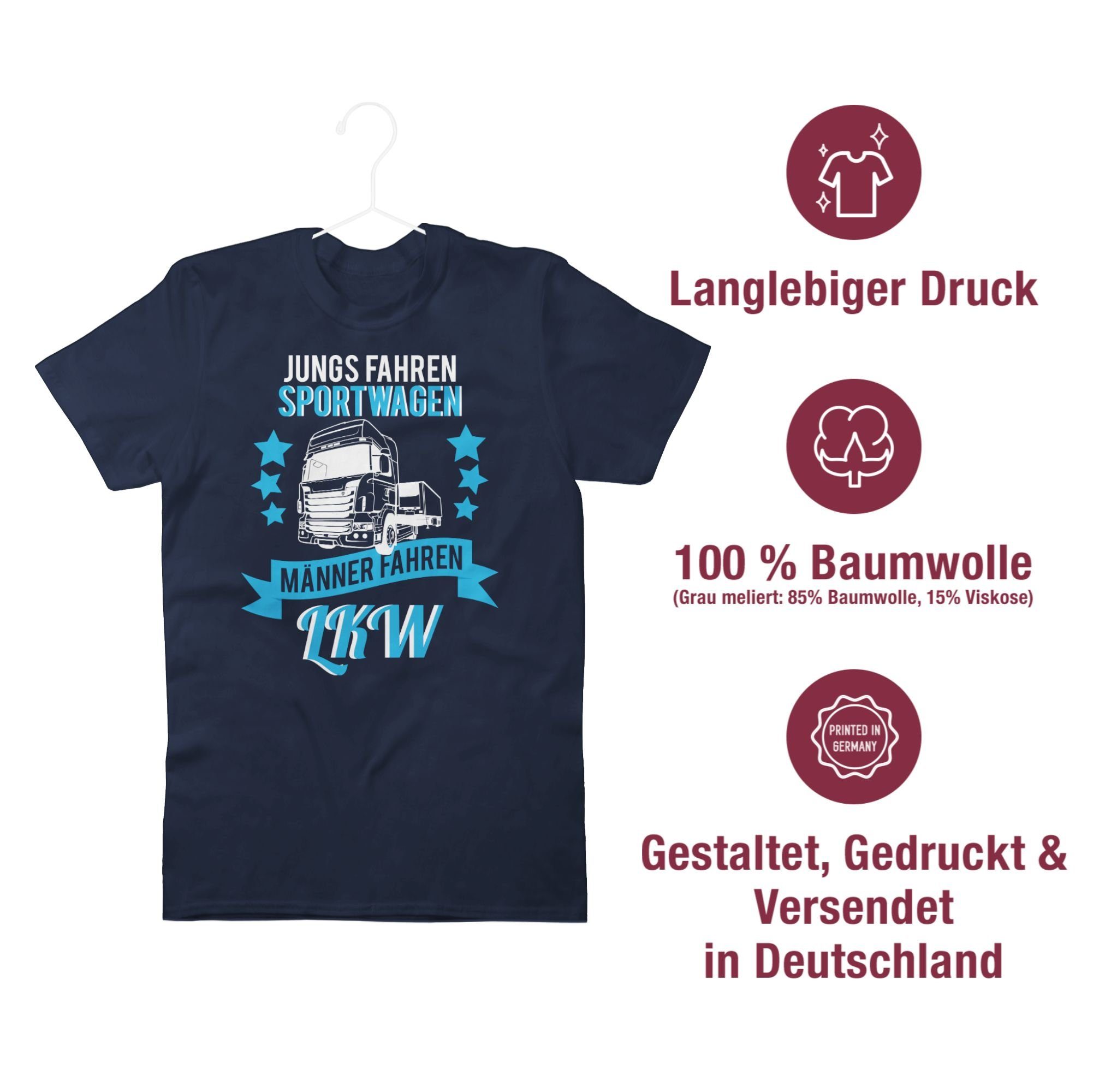 02 Jungs Geschenke LKW T-Shirt Fahrer fahren Blau Männer LKW Navy echte Sportwagen Shirtracer