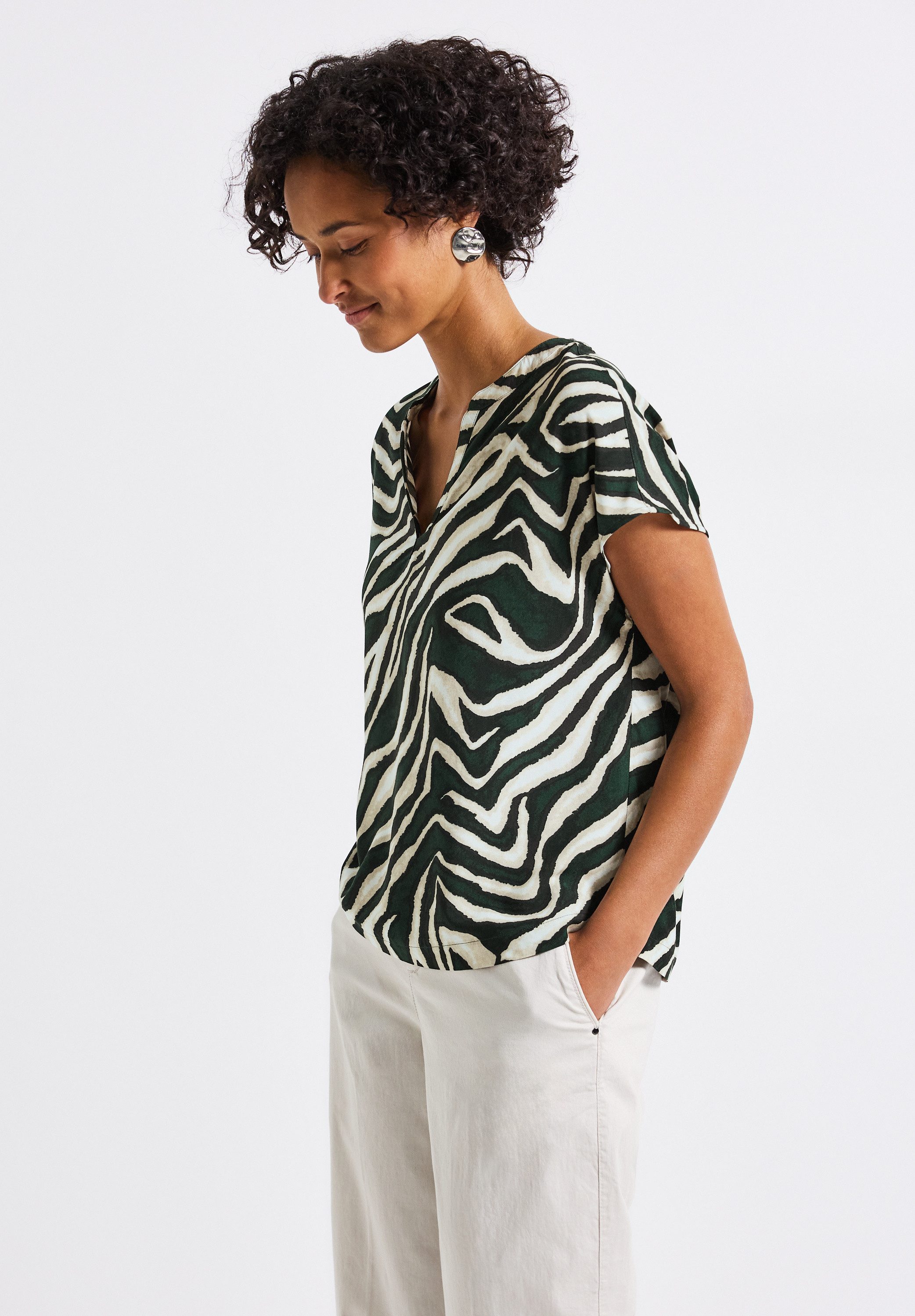 STREET ONE Kurzarmbluse mit Zebra-Muster günstig online kaufen