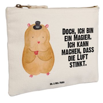 Mr. & Mrs. Panda Kosmetiktasche Größe M Hamster Hut - Weiß - Geschenk, Federmappe, Kosmetiketui, Magi (1-tlg), Formbeständig
