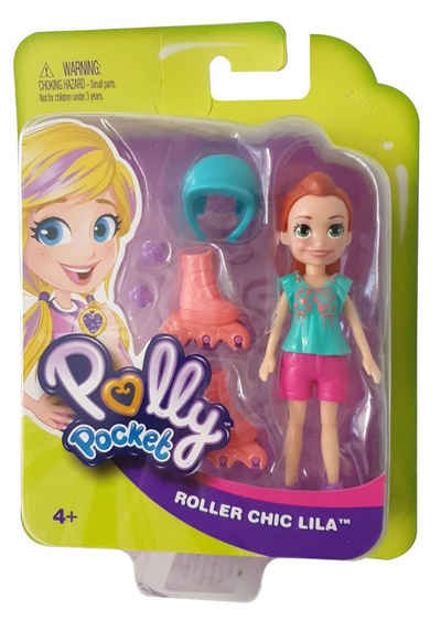 Polly Pocket Spielfigur GCY39 Roller Chic Lila Polly Pocket, (3-tlg., Polly-Puppe mit Rollerblades, Schutzhelm und Protektoren)