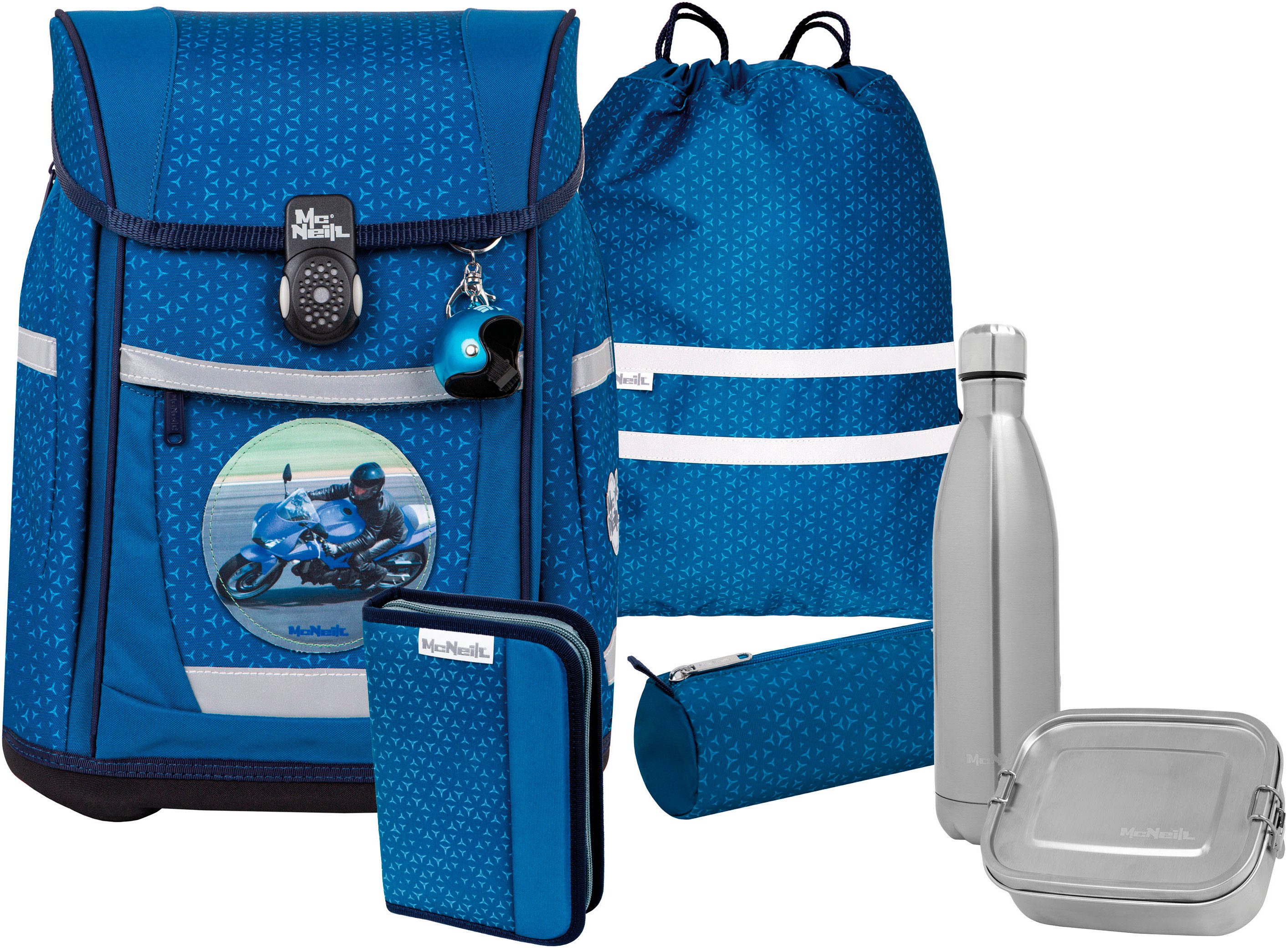 McNeill Ранцы Tenero, Tetra (Set, 5-tlg), inkl. Federmäppchen, Turnbeutel, Schlamperrolle & Motivmagnet