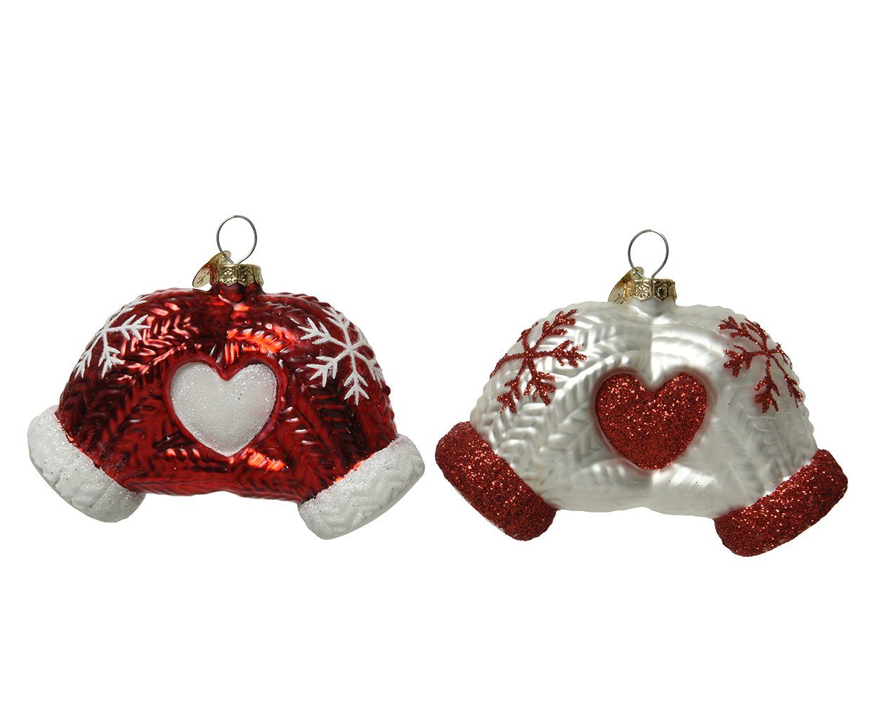 sort Handschuhe Glas / season 1 Stück decorations Christbaumschmuck Christbaumschmuck, rot mit 9cm Herz weiß Decoris