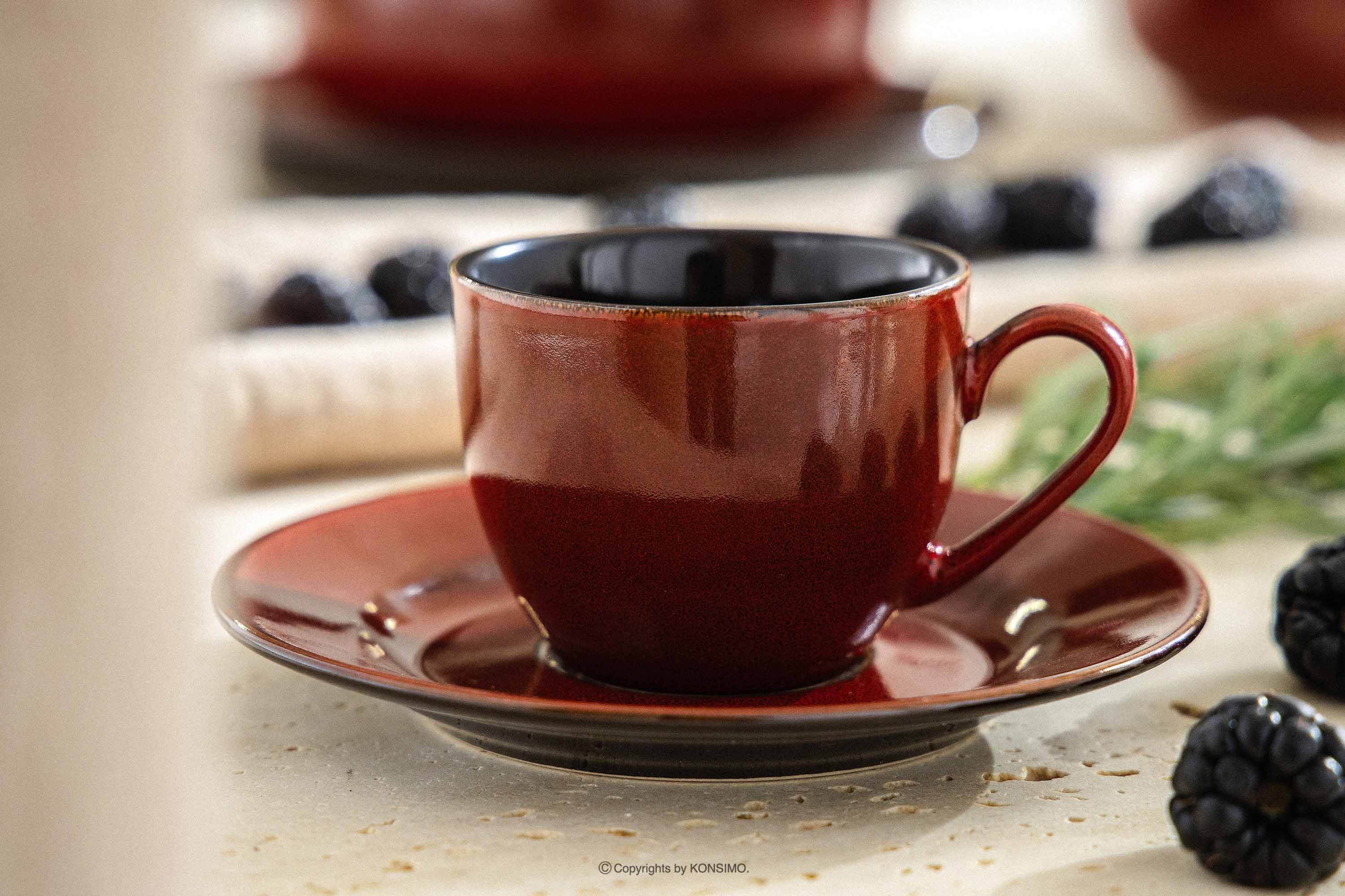 Ritzenhoff & Breker Kaffeeservice RITZENHOFF & BREKER GAMBIA Espressotassen-Set, KONSIMO (12-tlg), 6 Personen, Steinzeug, 90 ml, spülmaschinengeeignet, mikrowellengeeignet, Reaktivglasur