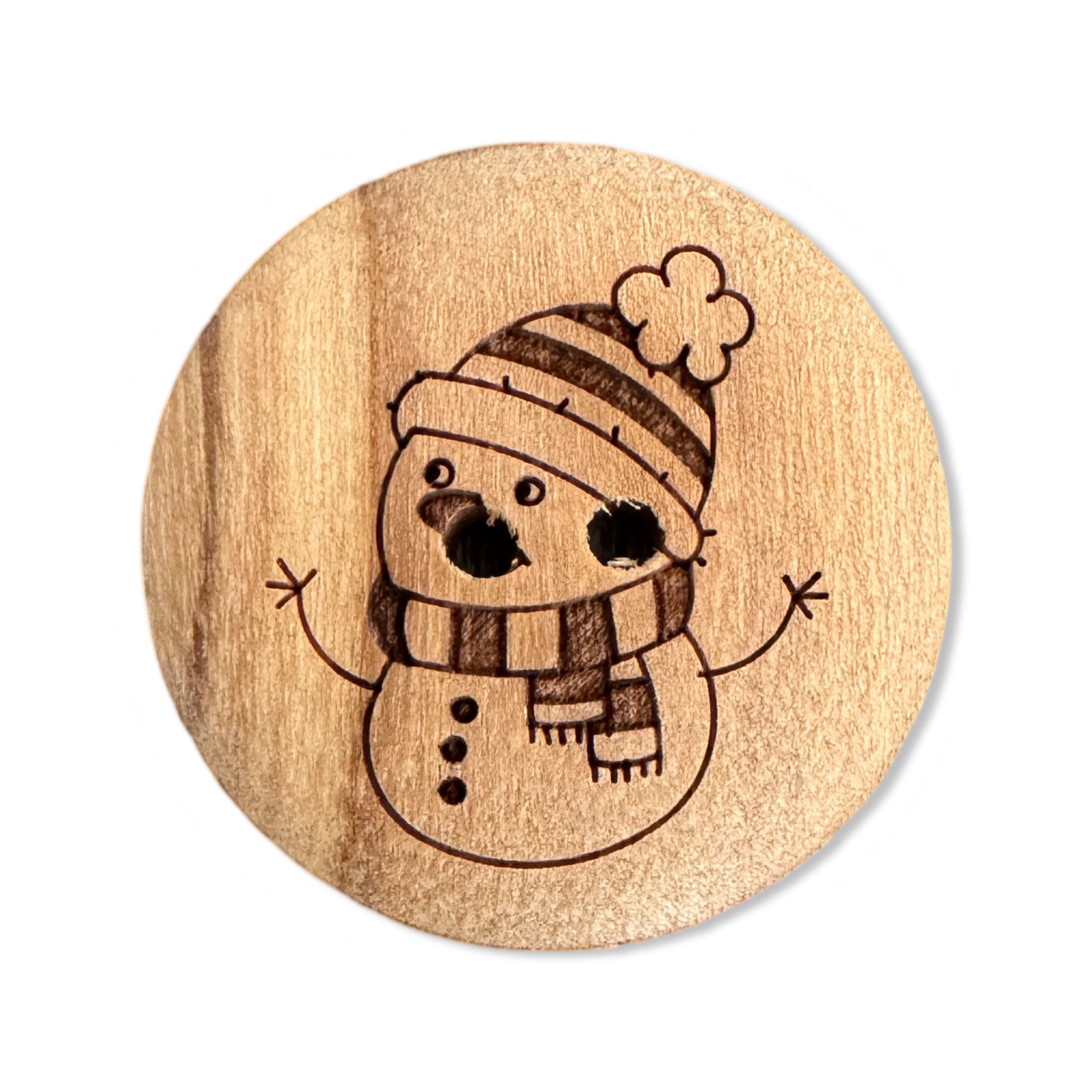 Hartmann-Knöpfe Knopf 10 Stück Schneemann Кнопки echt Olivenholz 2-Loch