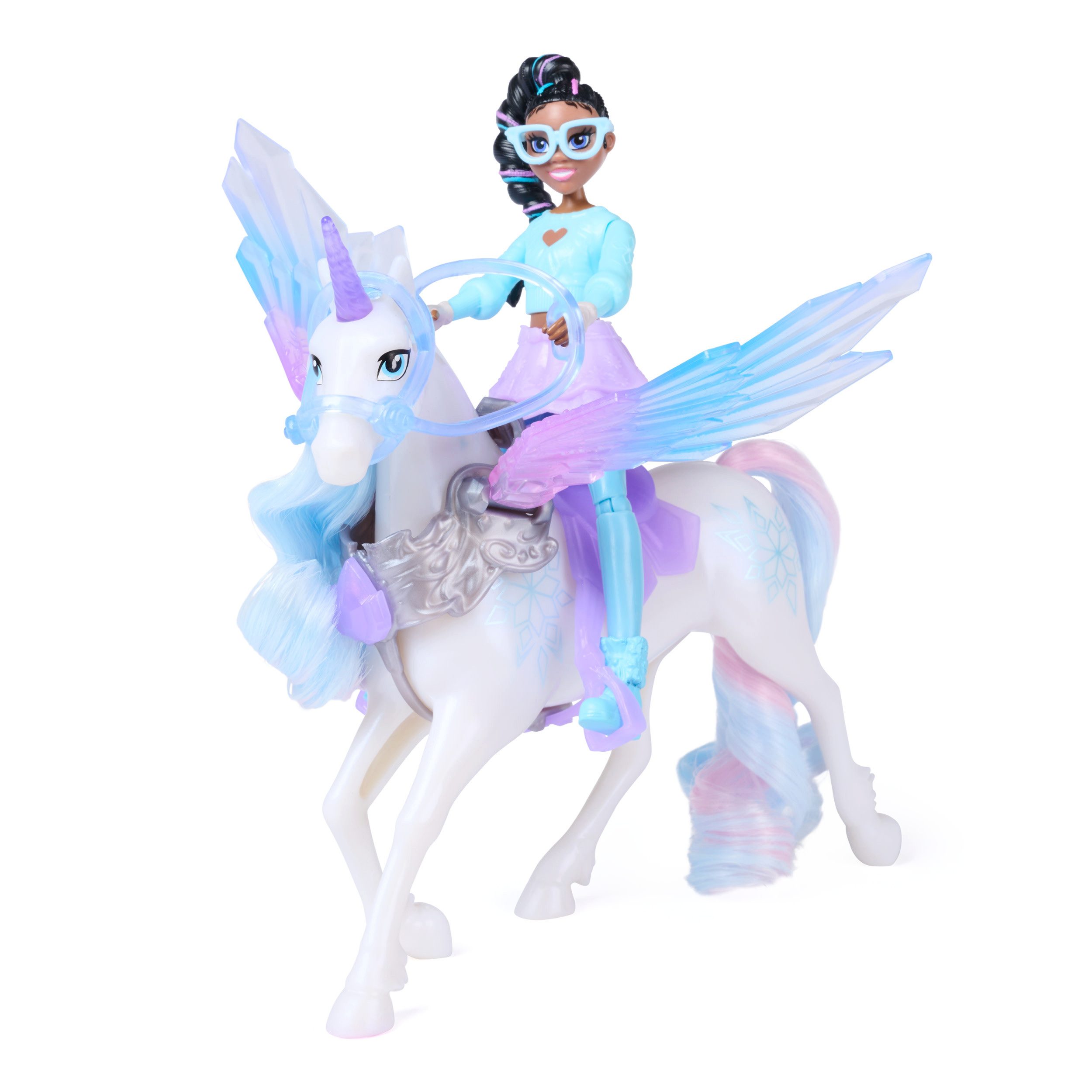 Spin Master Anziehpuppe Unicorn Academy - Wing Magic Layla und Glacier Spielset