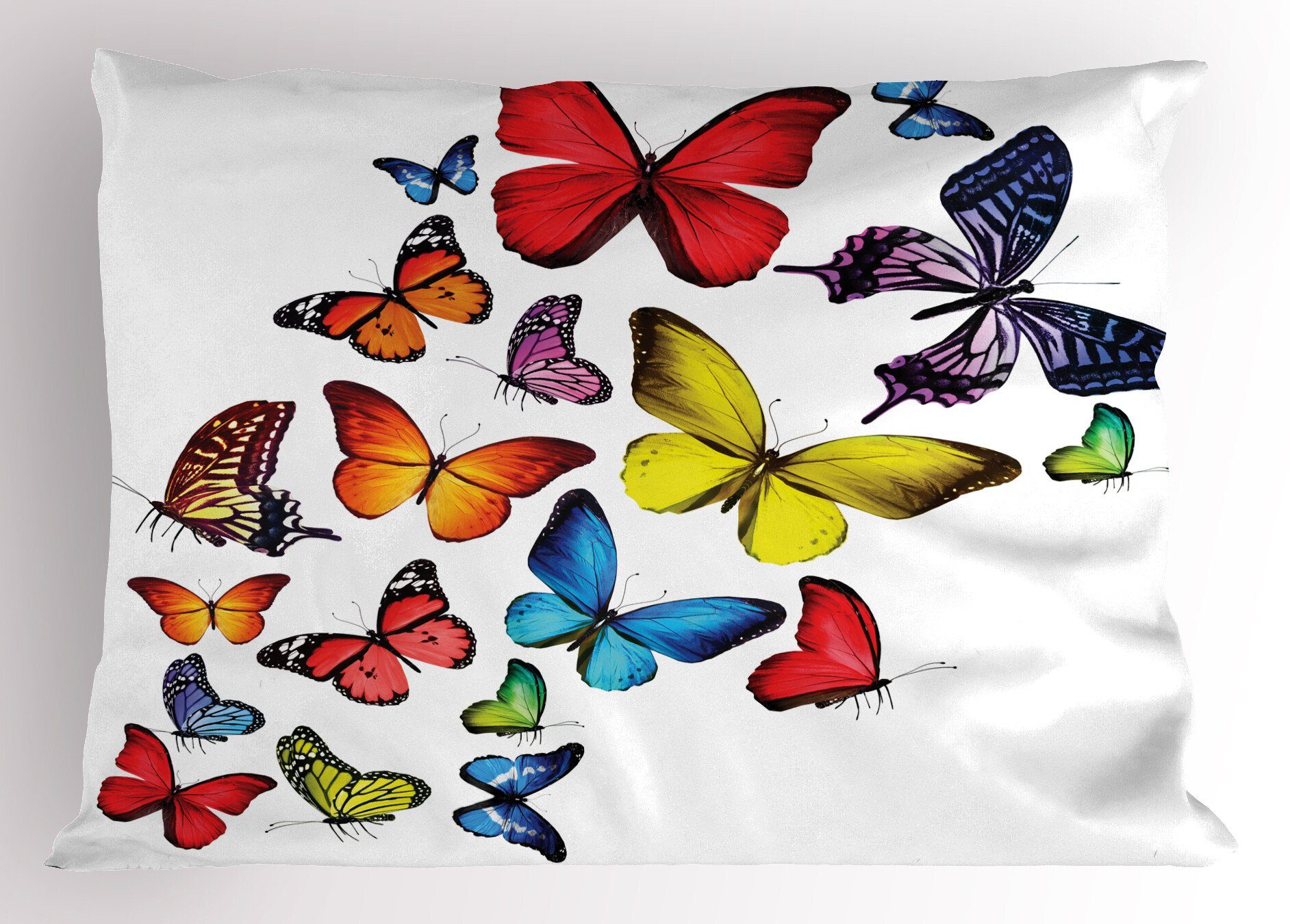 Schmetterling Kopfkissenbezug, Gedruckter Queen Kissenbezüge Wildblumen Dekorativer Stück), (1 Size Wandern Joy Abakuhaus