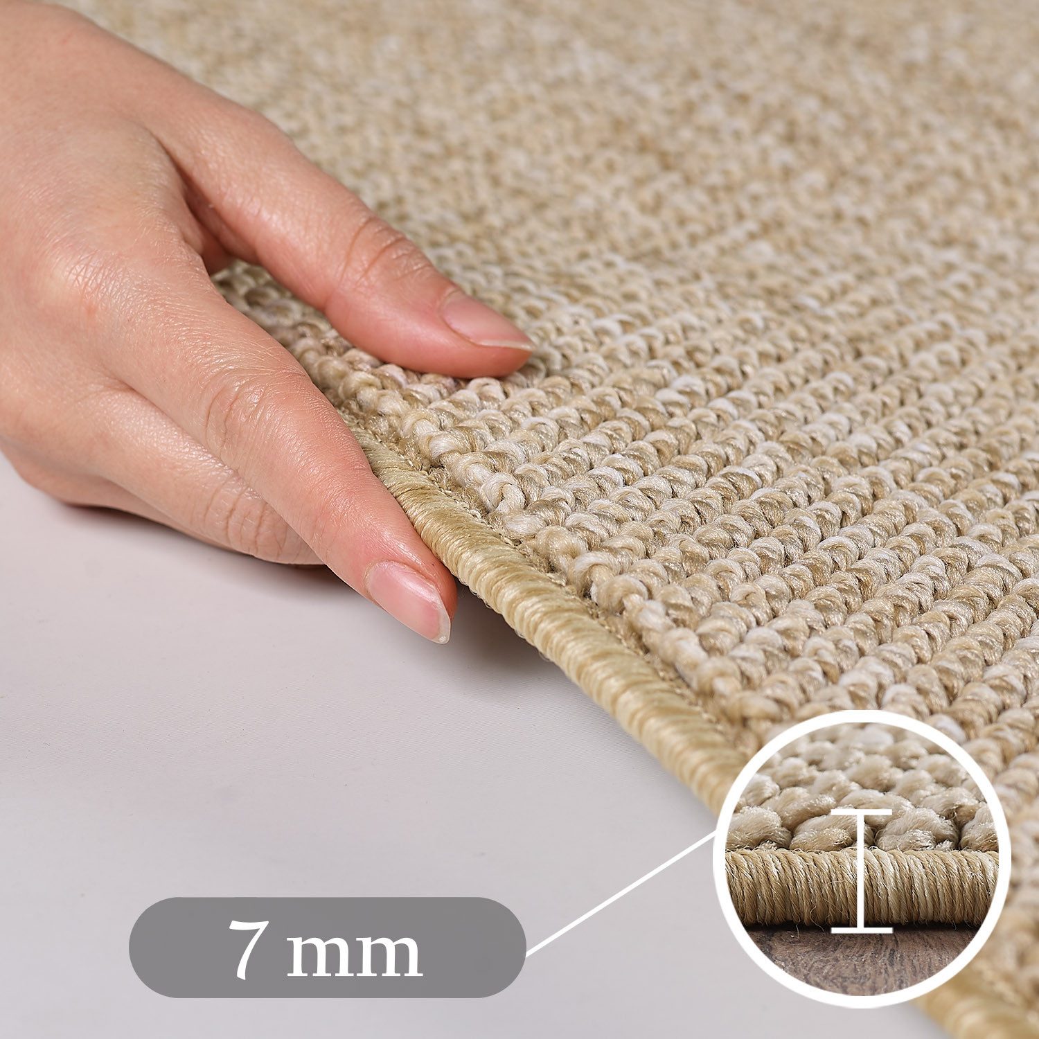 Carpettex Schlingenteppich Unicolor, Läufer, Höhe: 7 mm, Schlingenteppich Schlafzimmer Einfarbig Meliert Design