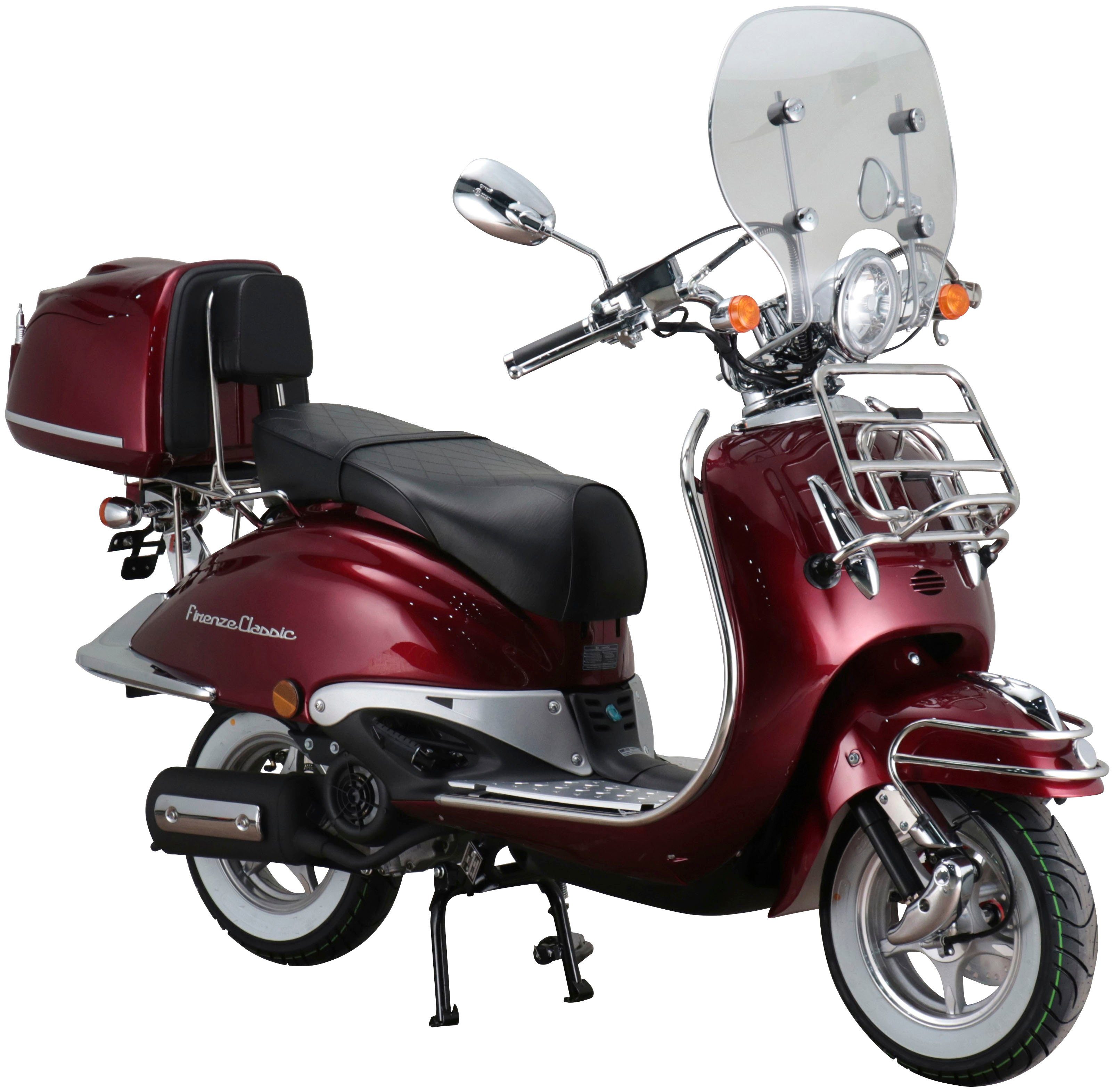 Motorroller weinrot Firenze Motors Euro 5, 125 (Komplett-Set) ccm, 85 Classic, Retro Alpha km/h,