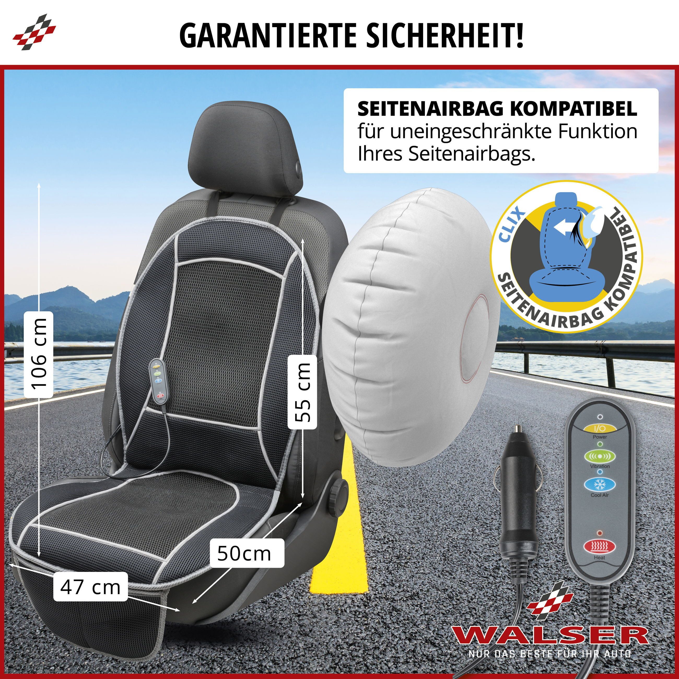 WALSER Autositzauflage Heizsitzaufleger CoolHeat, 1 Stück, 1-tlg. – Bild 4 von 5