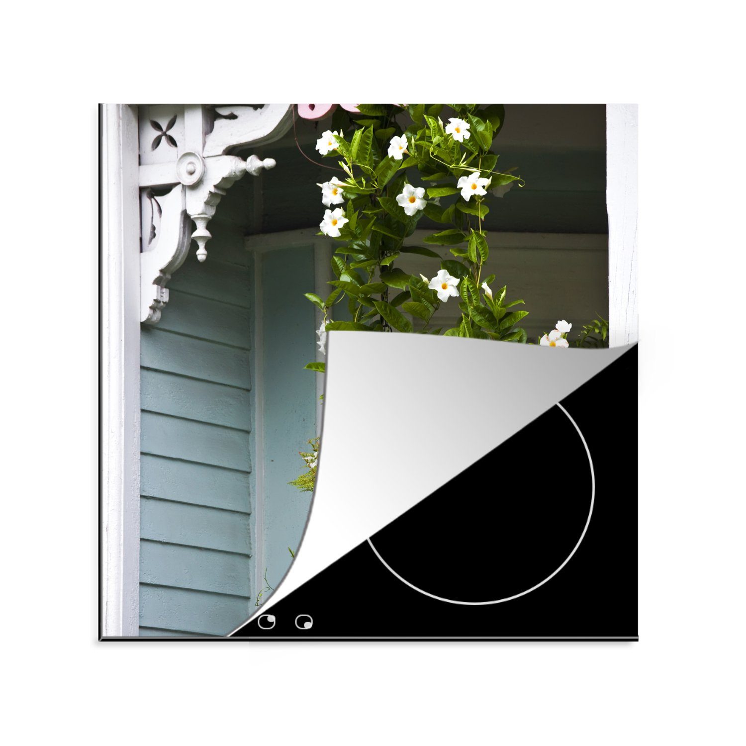 (1 tlg), Herdblende-/Abdeckplatte Hängepflanze auf cm, MuchoWow 78x78 Ceranfeldabdeckung, Vinyl, küche Arbeitsplatte Veranda, für der