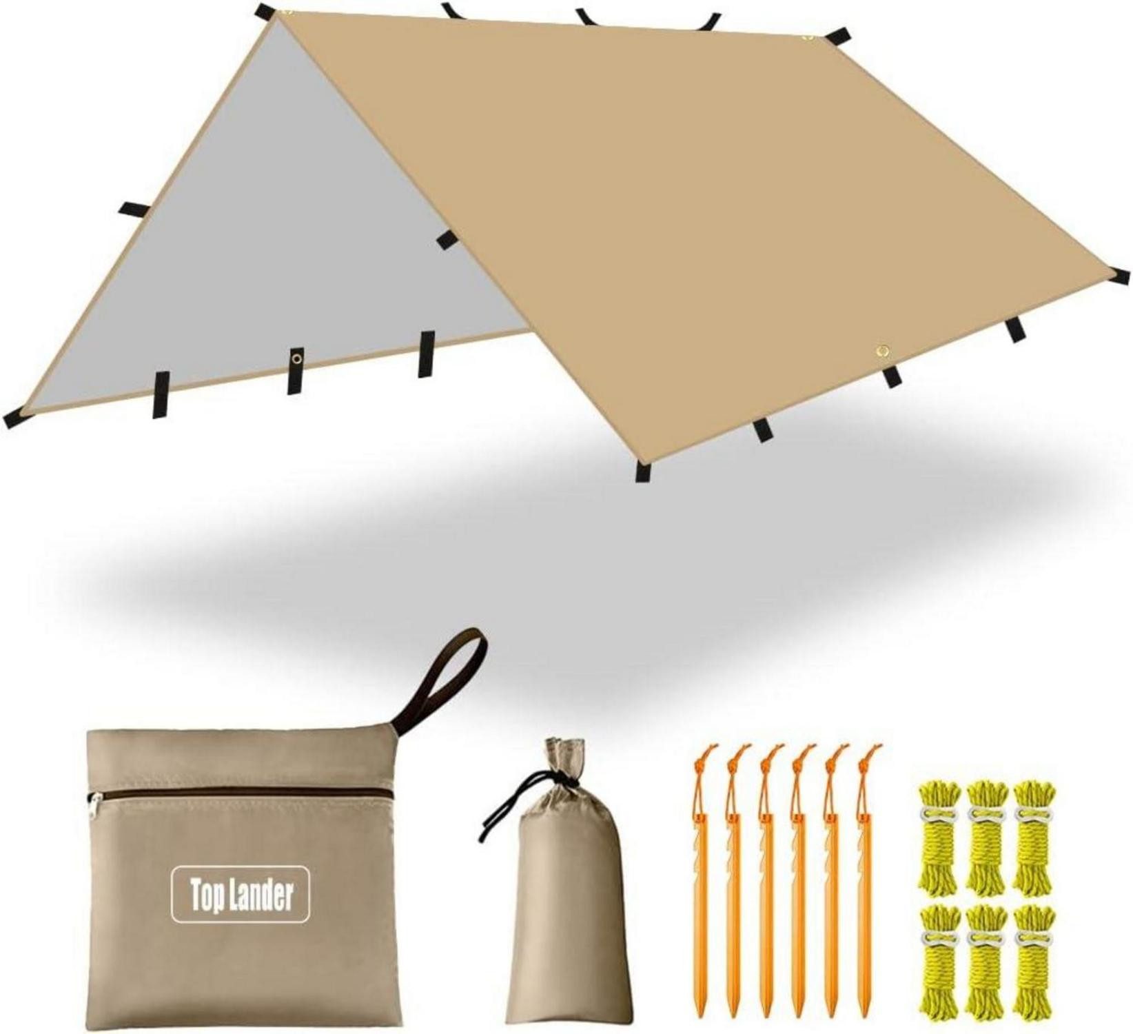 LuxusKollektion Campingstuhl Ultraleichtes Tarp 4x4 Wasserdicht Zeltplane mit ösen Sonnensegel