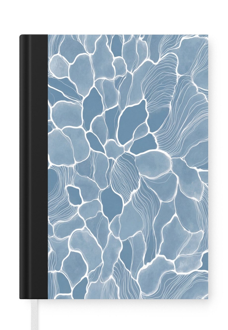 MuchoWow Notizbuch Abstrakt - Blau - Blätter, Notebook, Notizblock a5, Tagebuch, Journal Liniert