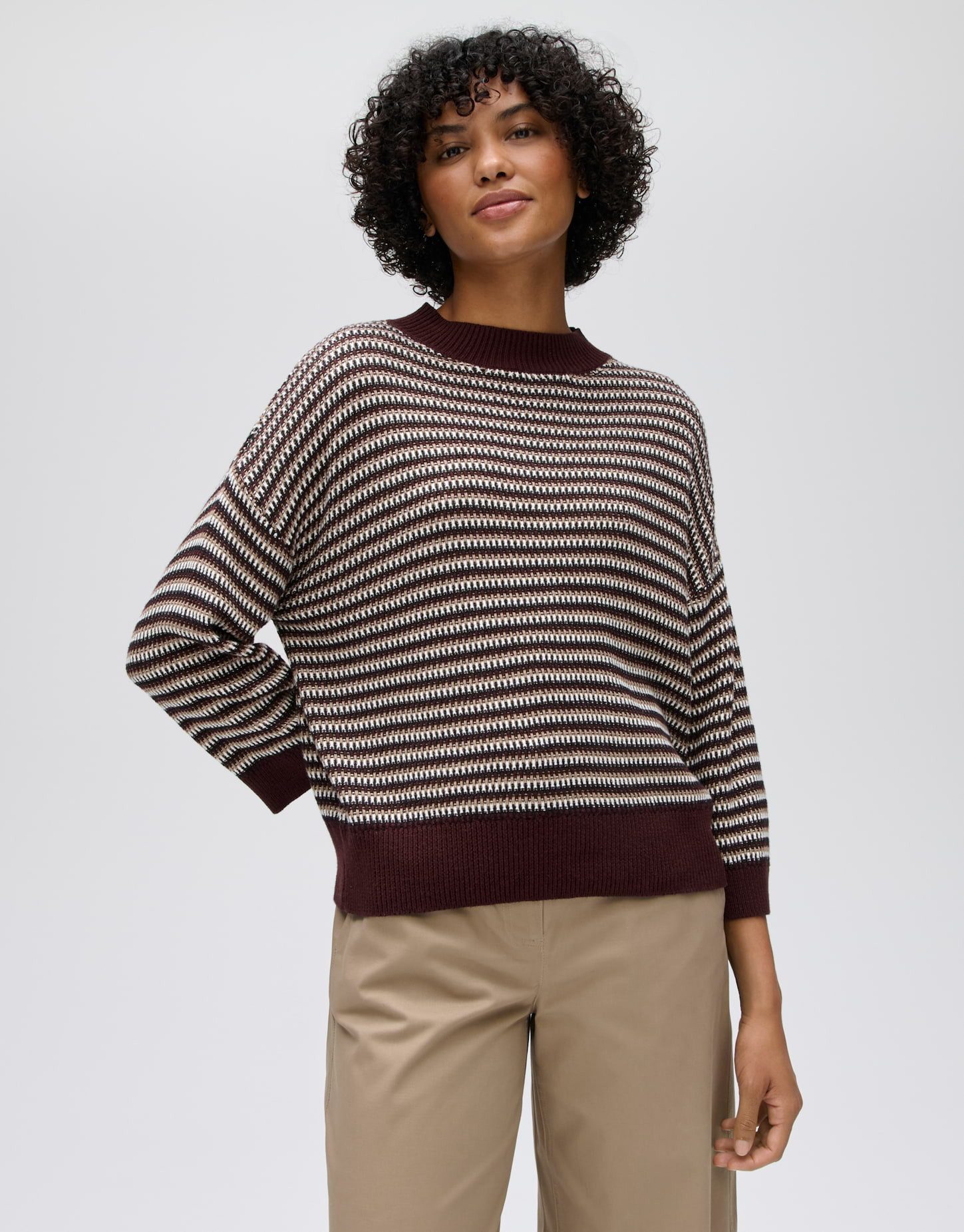 OPUS Strickpullover Peipina aus weicher Baumwolle Boxy-Silhouette mit geradem Schnitt für lässige Layerings