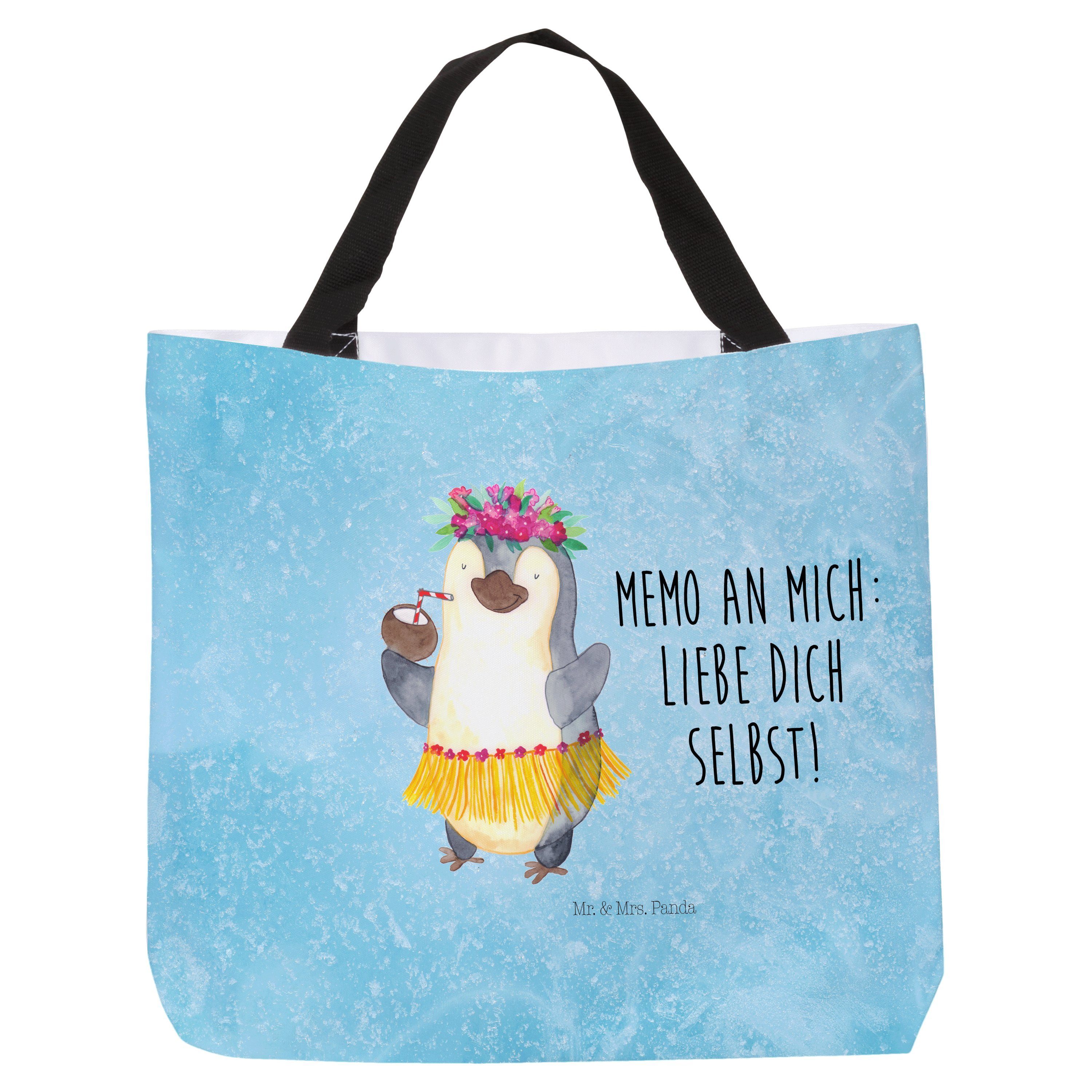 Mr. & Mrs. Panda Shopper Pinguin Kokosnuss - Eisblau - Geschenk, Hawaii, erholt, Freizeittasch (1-tlg) | Shopper