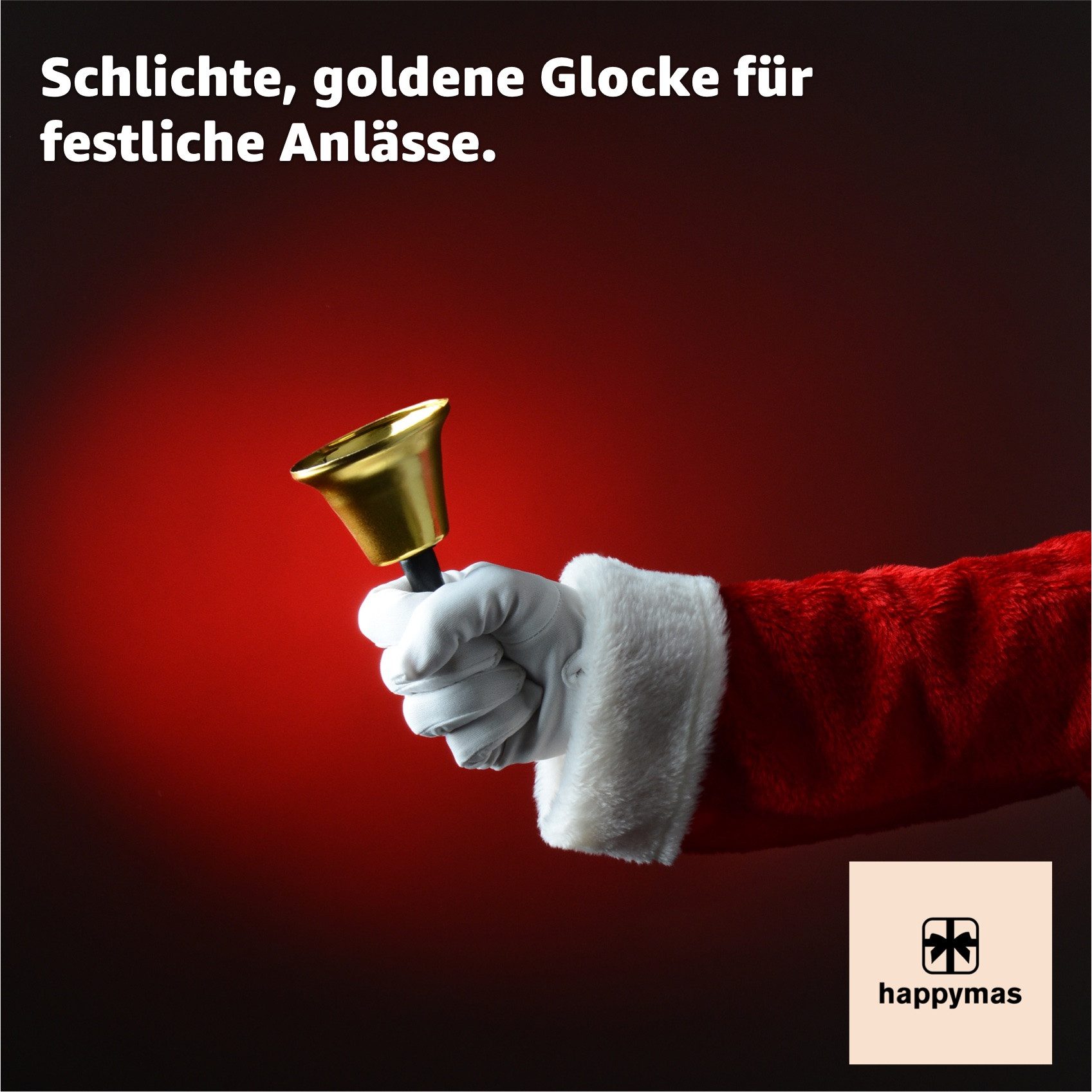 happymas Glocke 1x Glocke Gold als Weihnachtsmann Accessoire - Nikolausglocke,Packung, 1-St.