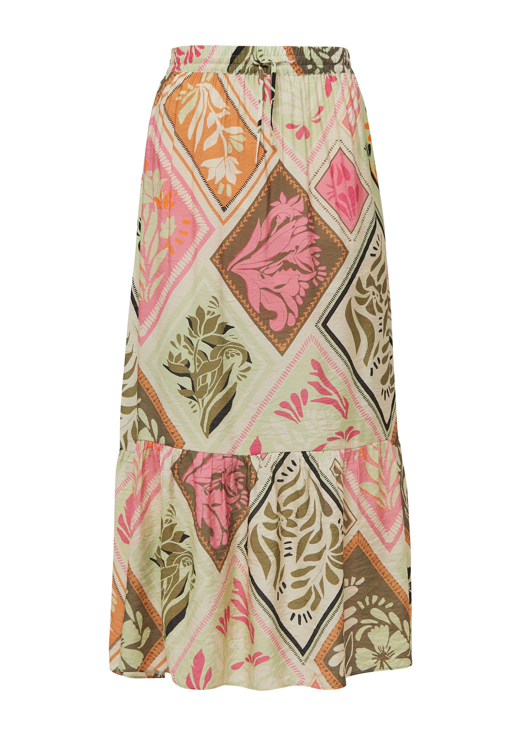 comma Maxirock Rock Maxi-Rock aus Viskose mit All-over-Print günstig online kaufen