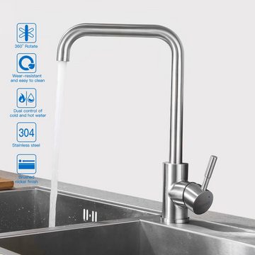 Lonheo Küchenarmatur 360° Niederdruck Wasserhahn Küche Spültischarmatur Mischbatterie