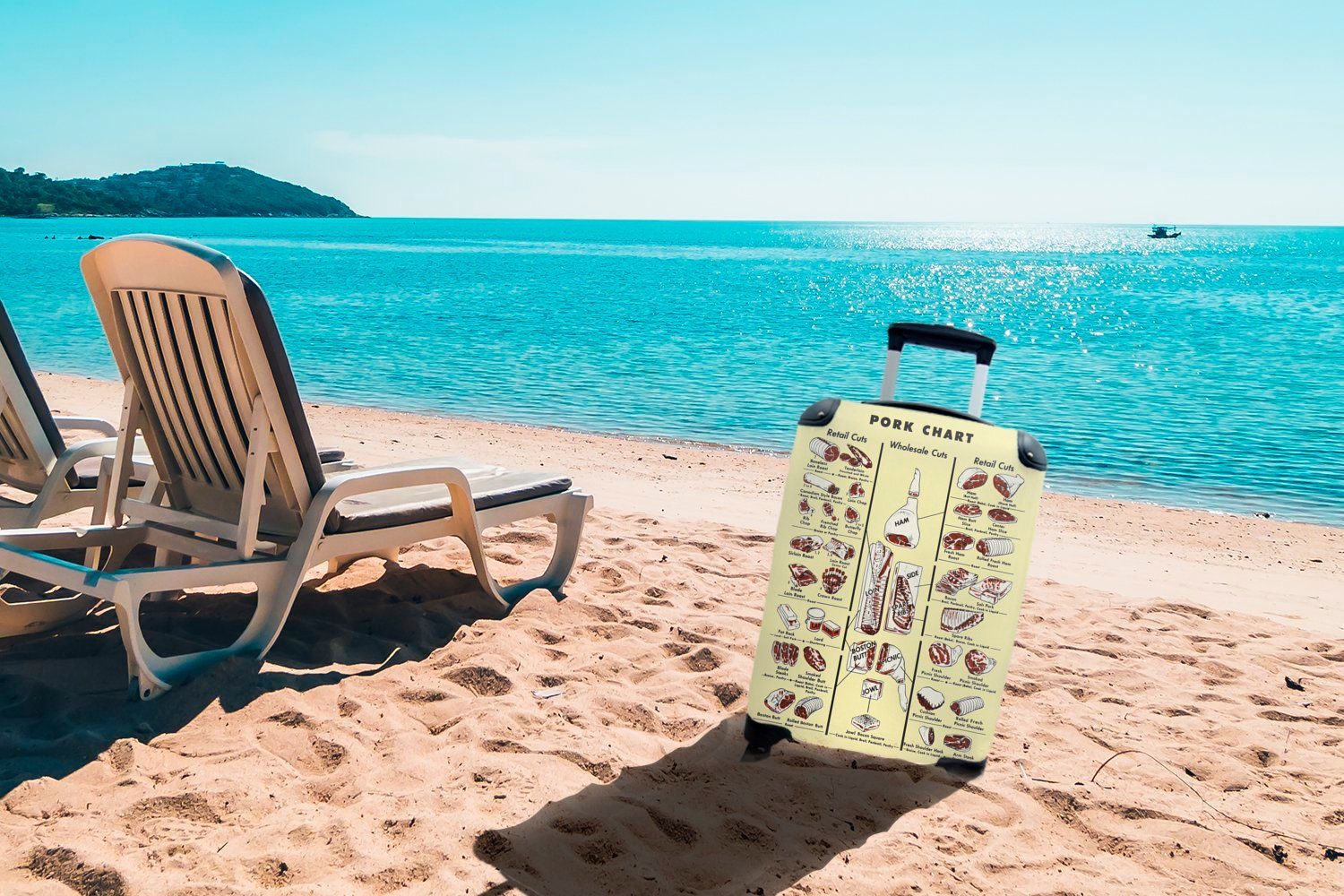 Handgepäckkoffer für Ferien, mit Reisetasche Trolley, MuchoWow verschiedenen 4 Reisekoffer von Schweinefleisch, Handgepäck Karte Rollen, mit Arten rollen,