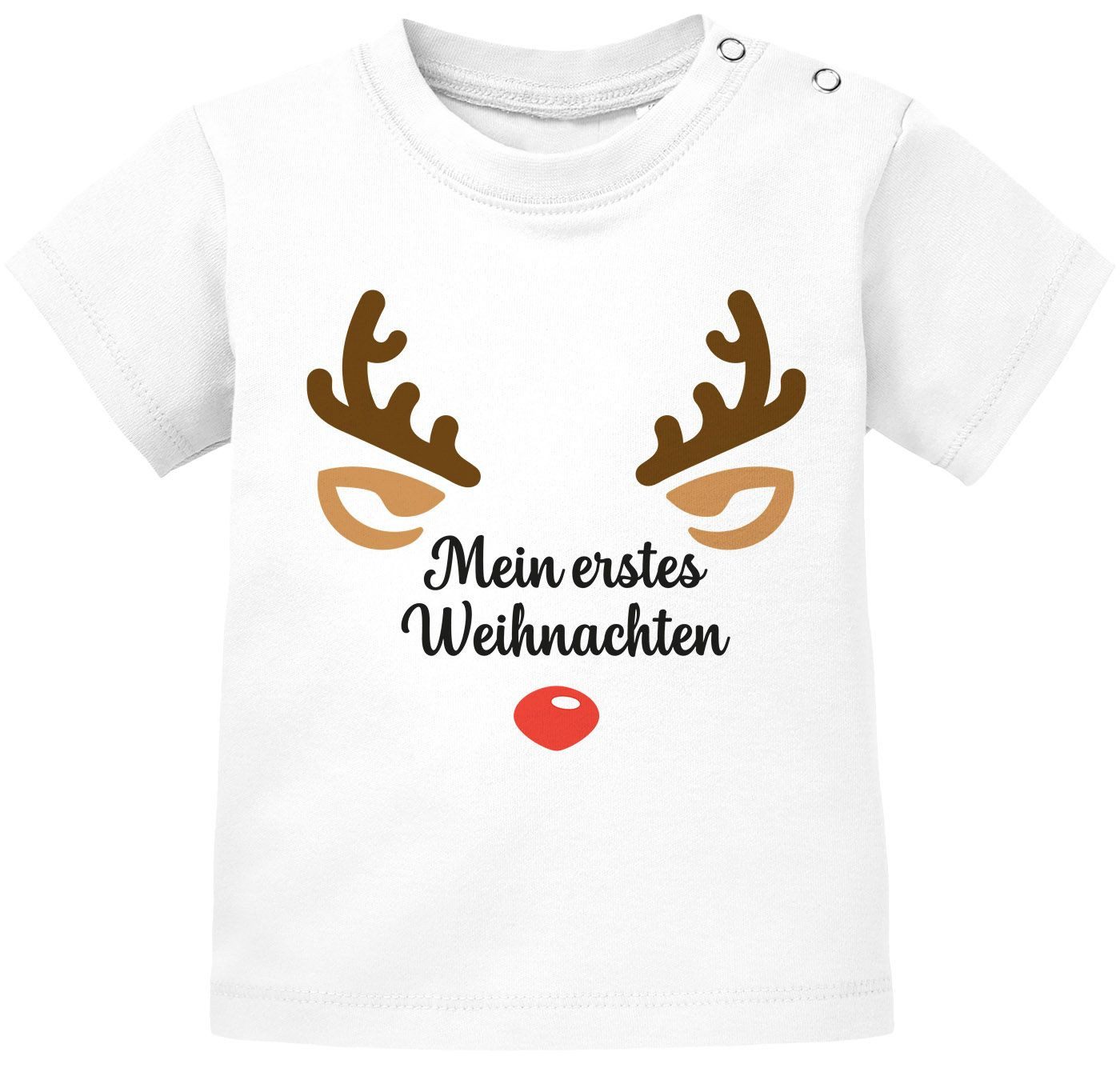Body Baby Body kurzarm Rentier Rudolf XMAS Print Weihnachten Babyshirt