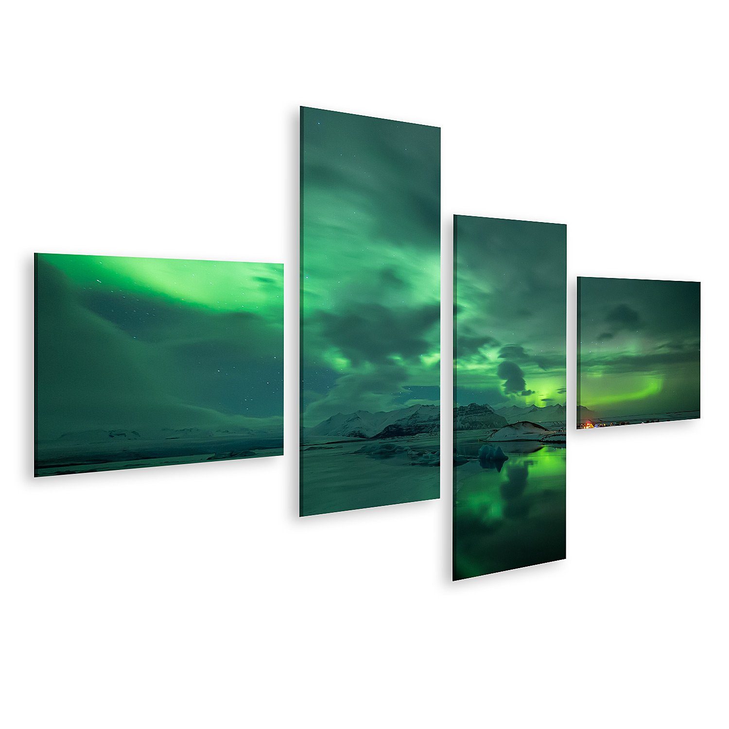 islandburner Leinwandbild Bild auf Leinwand Aurora Borealis über Jokulsarlon Lagune in Island Wa