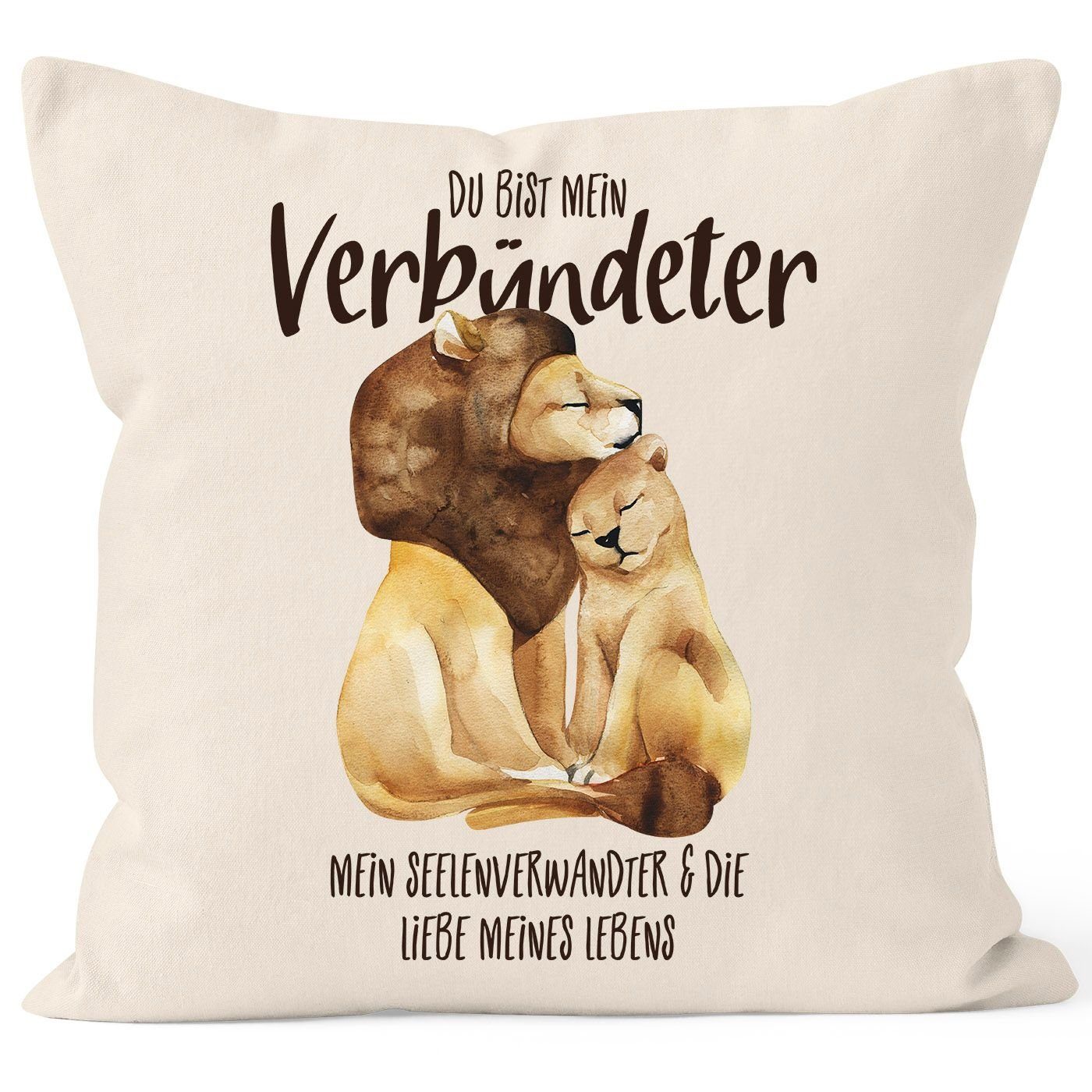 MoonWorks Dekokissen Kissen-Bezug Du bist mein Verbündeter Löwe Löwen Pärch günstig online kaufen