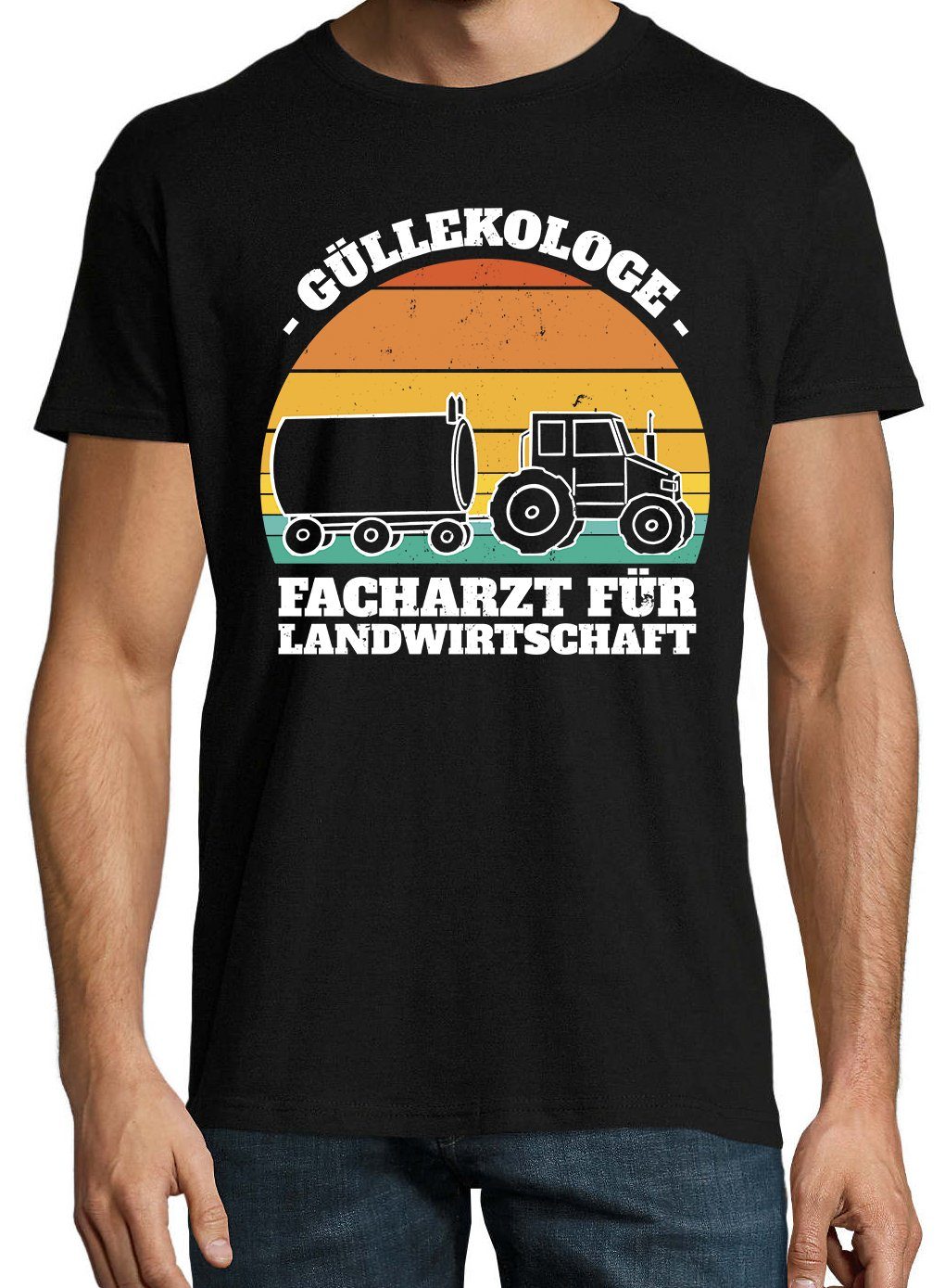 Güllekologe Frontprint Shirt Farmer mit T-Shirt Youth Herren Designz Schwarz lustigem