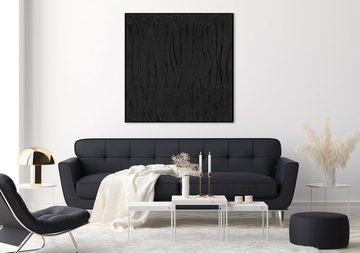 YS-Art Gemälde Schwarzer Samt, Abstraktion, Abstraktes auf Leinwand Bild Handgemalt mit Rahmen