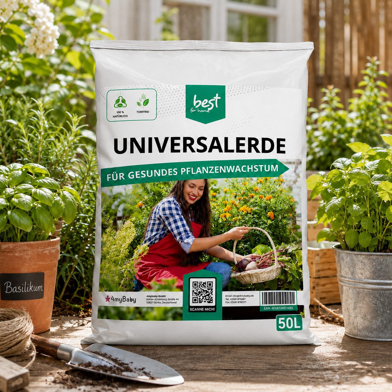 Best for Home Bio-Erde Bio-Blumenerde – Torffrei, für Zimmer- & Balkonpflanzen Universalerde, mit Organische Pflanzerde, (Einzelartikel, 1-St., 20L / 50L Sack), Bio und torffrei, ideal für Blumenbeete und Kübel