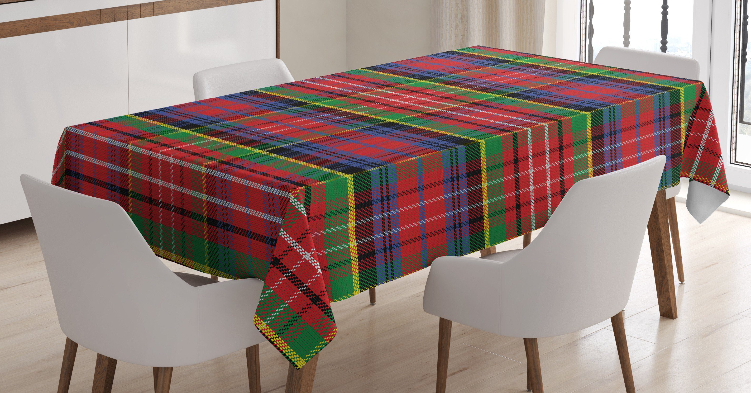 Abakuhaus Tischdecke Farbfest Waschbar Für den Außen Bereich geeignet Klare Farben, Plaid Caledonia schottischen Stil