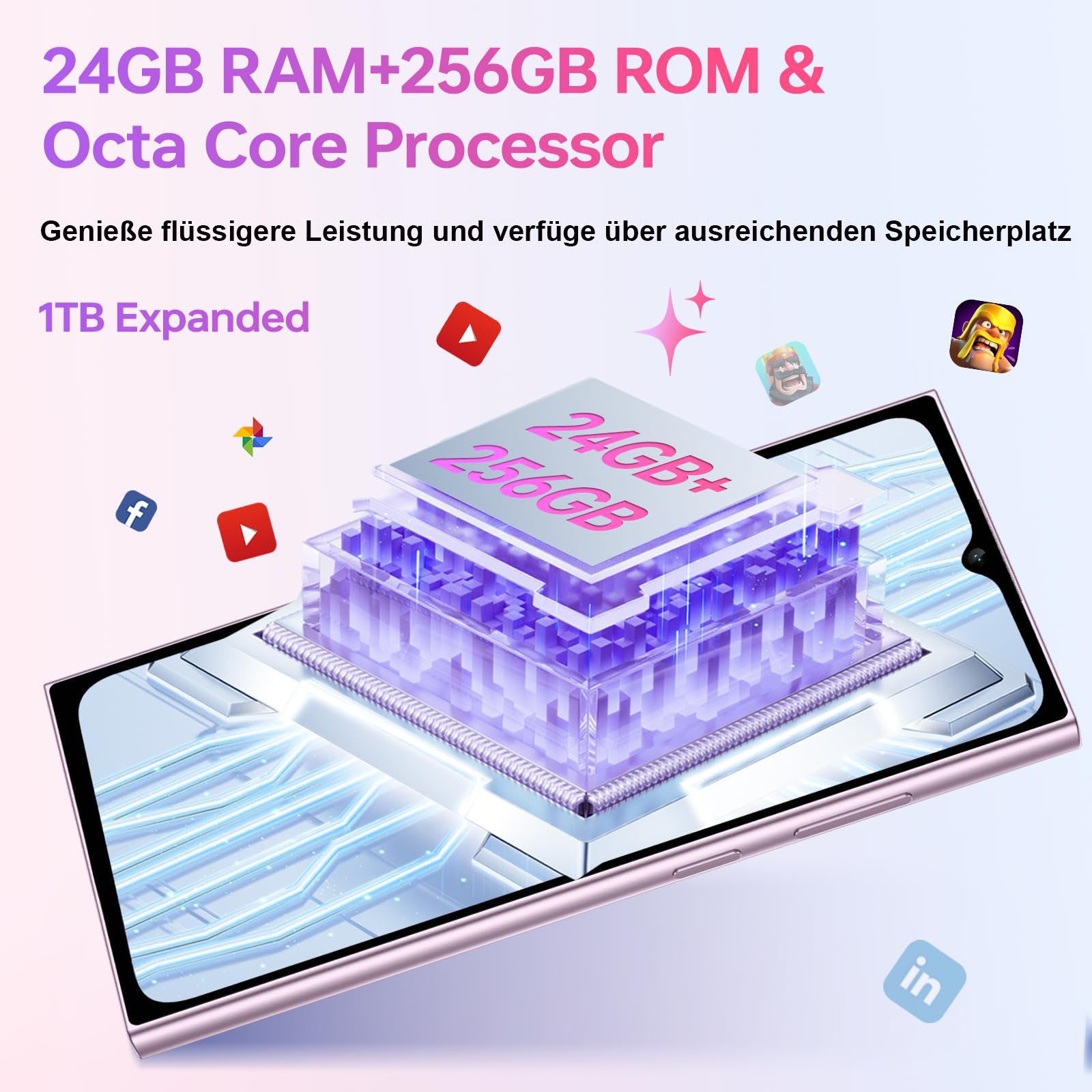 OUKITEL C62 Pro Android 15 Smartphone (17,48 cm/6.88 Zoll, 256 GB Speicherplatz, 13 MP Kamera, 5150mAh, 24(8+16)GB+256GB /1TB, 6.88" HD+ 90Hz, NFC, GPS, Face Unlock)