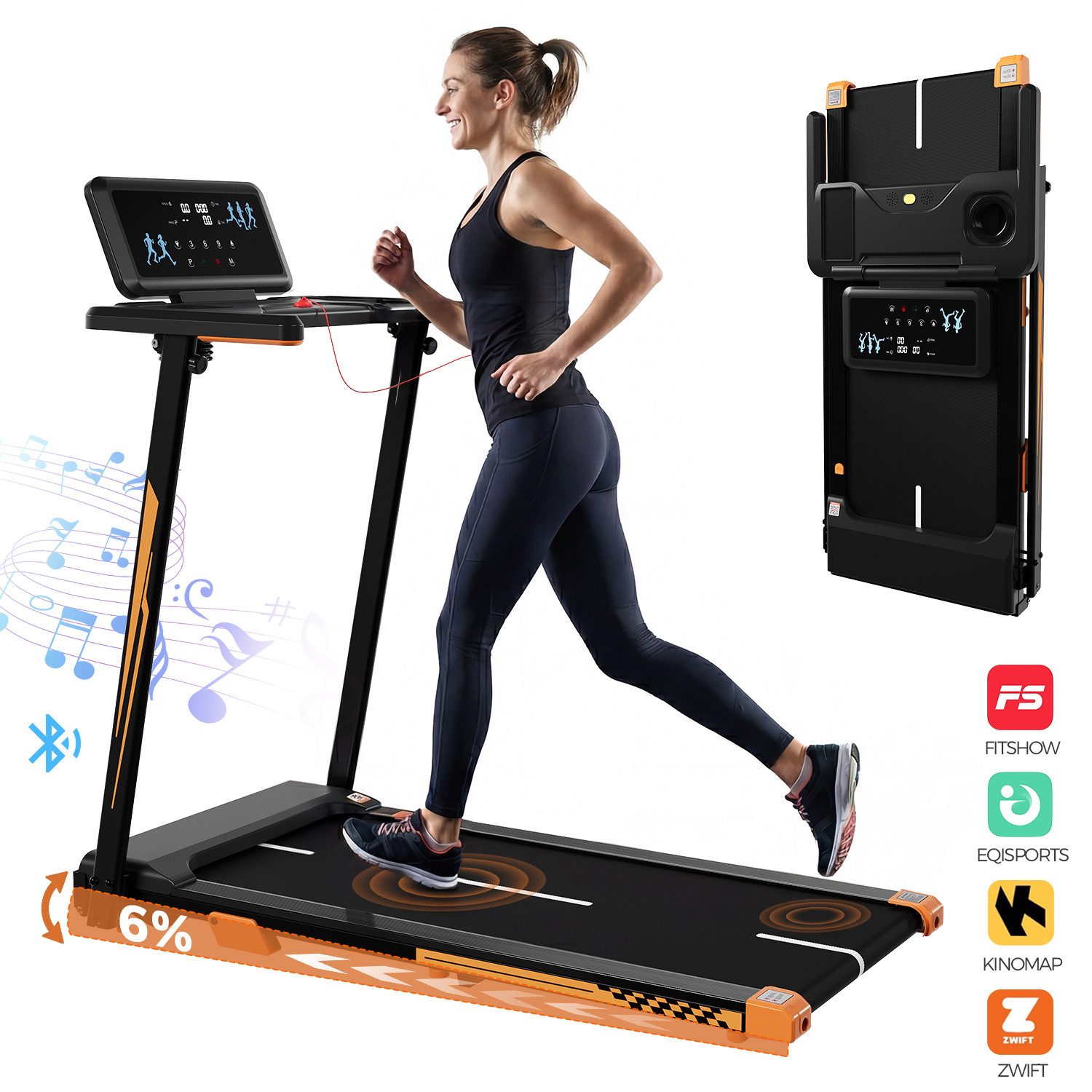 Laufband Zwei-in-eins-Laufband mit 42 cm Laufband, unterstützt App-Steuerung