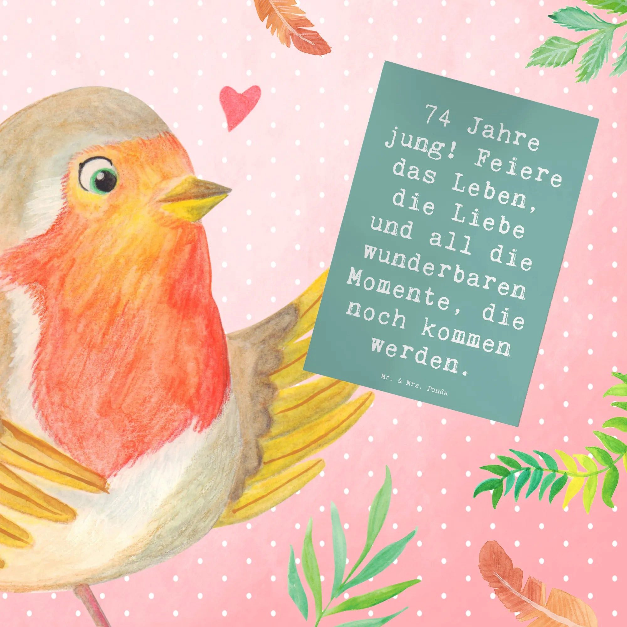 Thumbnail - Mr. & Mrs. Panda Grußkarte Spruch 74. Geburtstag Freude - Meeresbrise - Geschenk, Geburtstagsfei, Kreative Designs