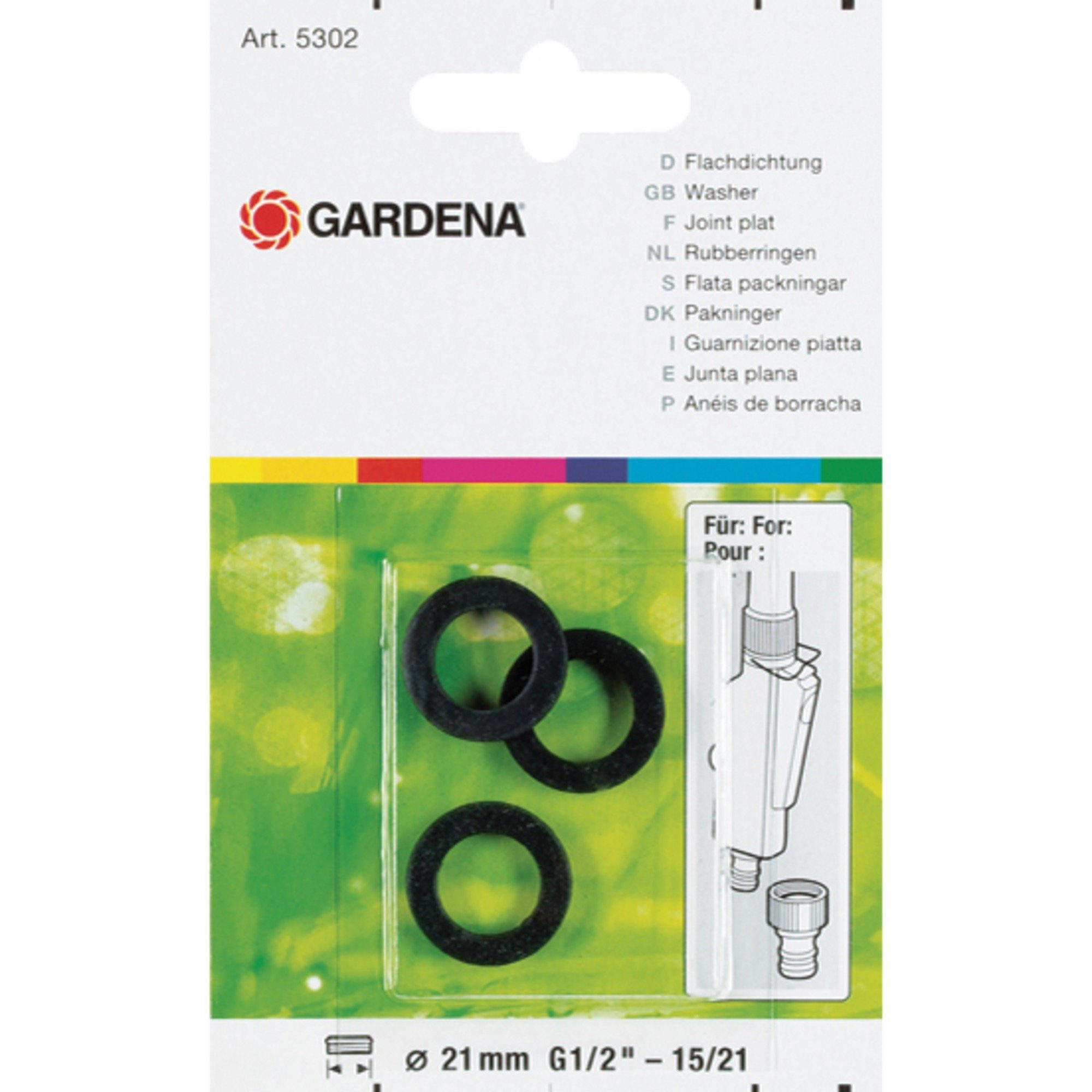 Gartenschlauch GARDENA Flachdichtung 5302-20, Dichtung, (3 Stück)