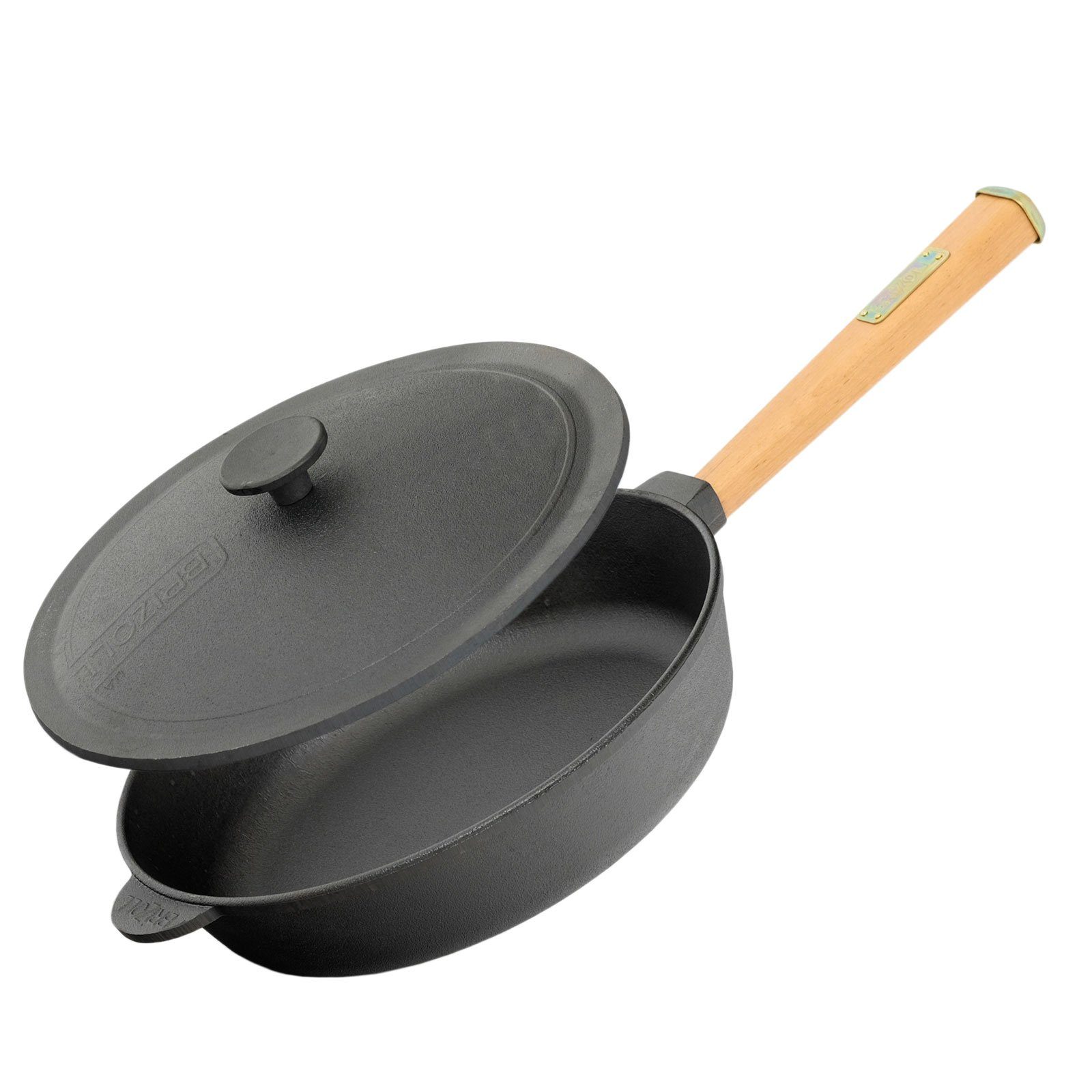4BIG.fun Bratpfanne Ø28cm Bratpfanne 70mm hoch Gusseisen Deckel, Gusseisen (Spar-Set), abschraubbarer Griff, Induktion