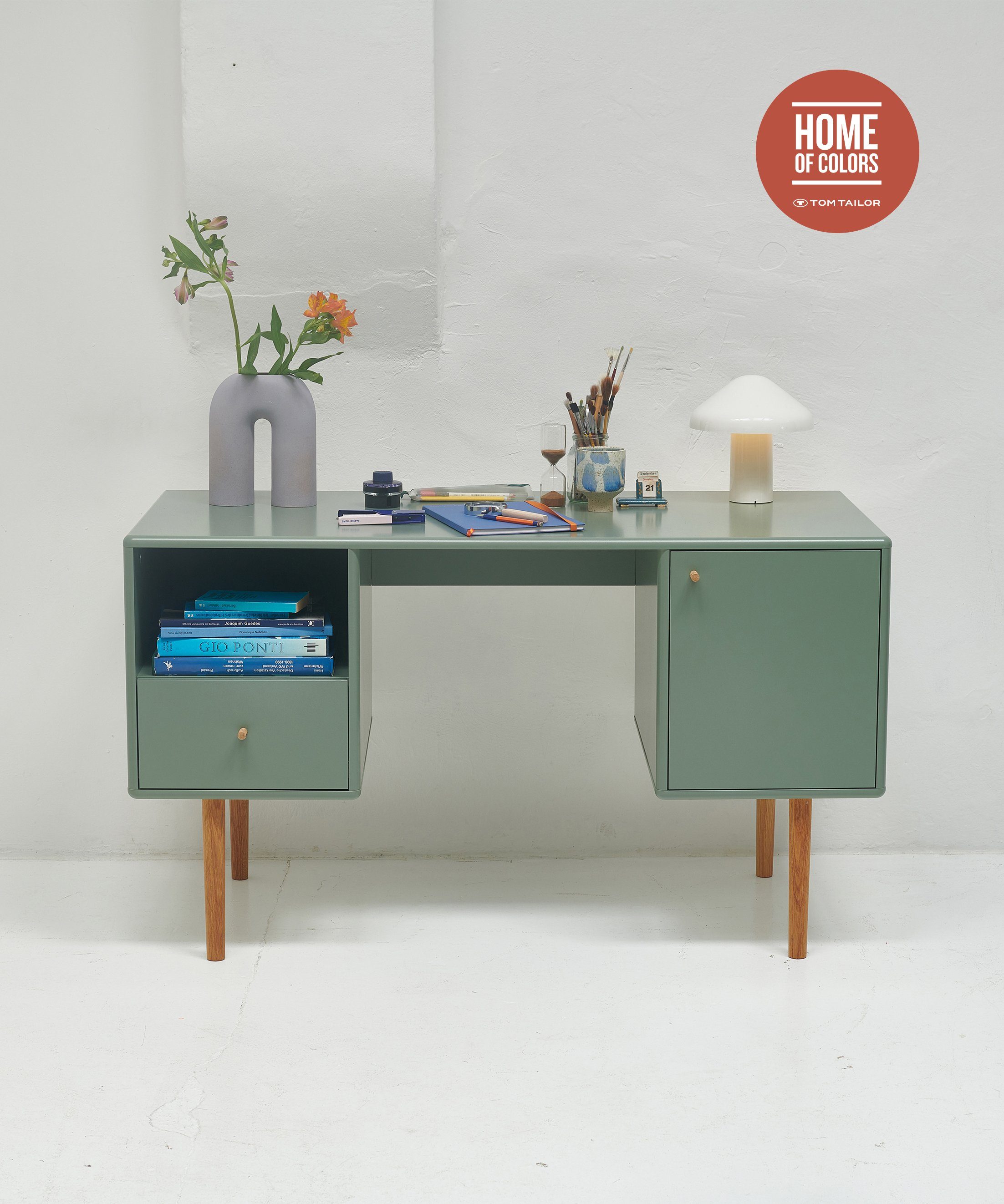 TOM TAILOR HOME Schreibtisch COLOR LIVING Desk - in vier schönen Farben, hochwertig lackierter Schreibtisch - auch als Schminktisch verwendbar eucalyptus_055