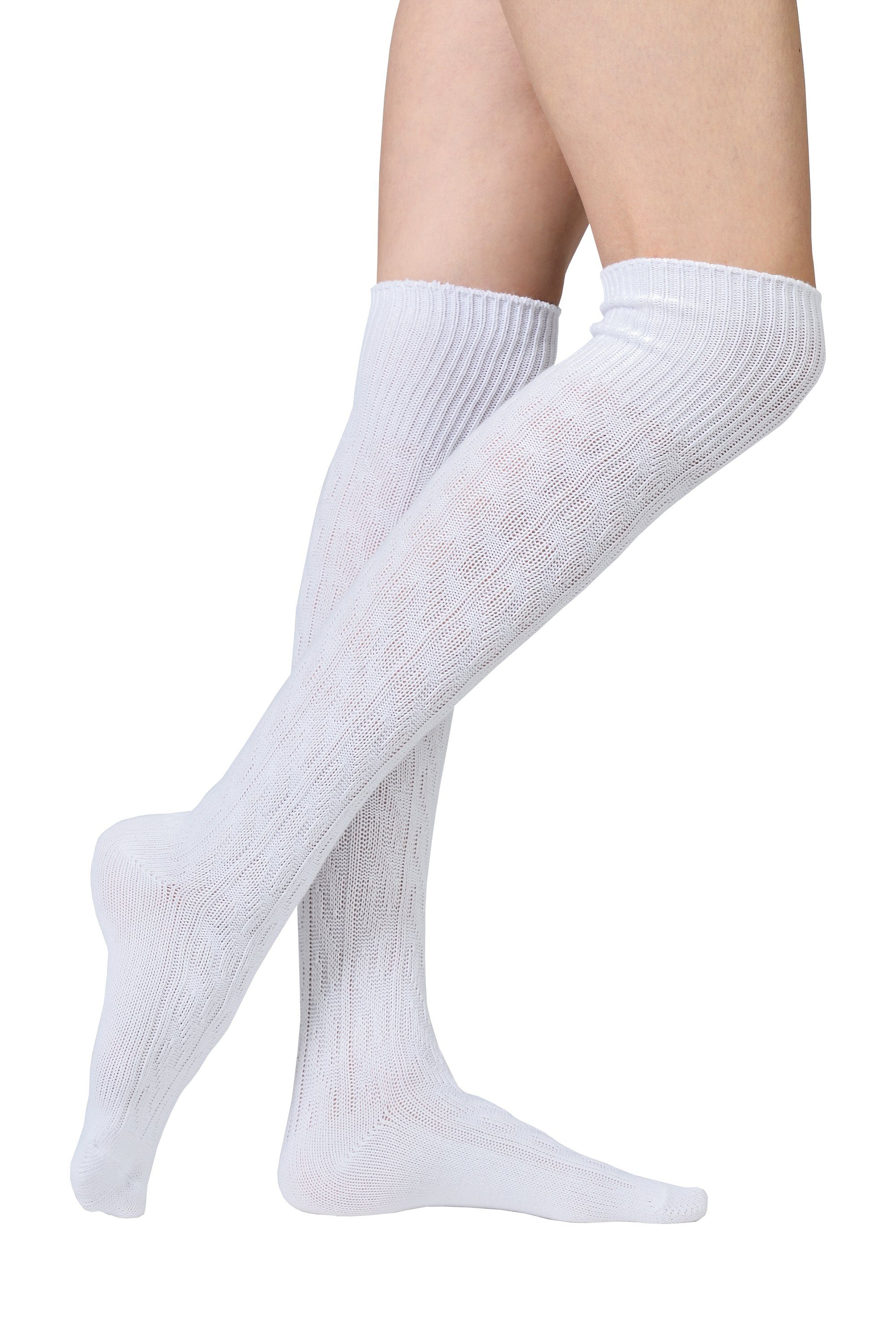 Vincent Creation® Overknees mit Zopfmuster und Umschlagbund