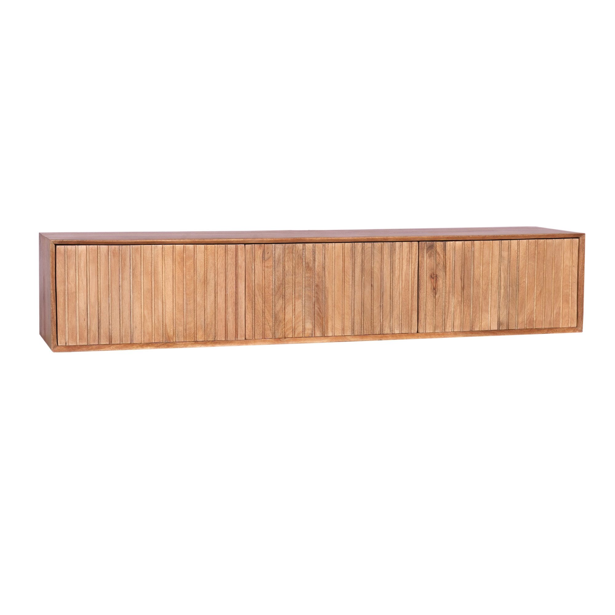 Villa Möbel TV-Board (Packung, 1 St., 1 St. TV Möbel), Mangoholz Lamellen, schwebend mit Pushfunktion
