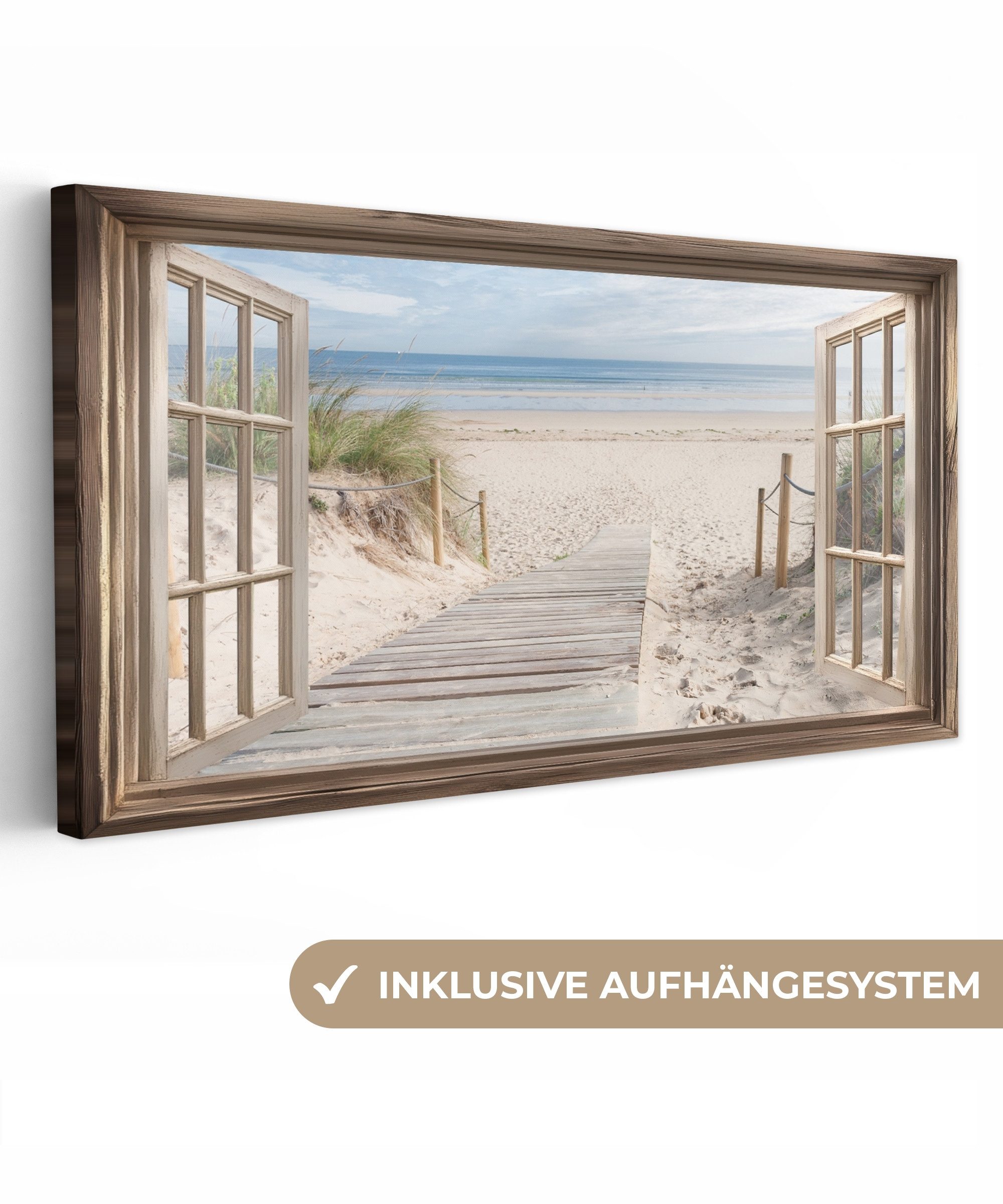 OneMillionCanvasses® Leinwandbild Panorama Durchblick - Strand günstig online kaufen