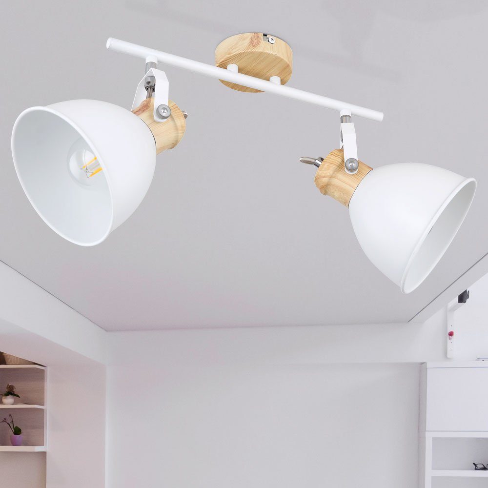 etc-shop LED Deckenspot, Leuchtmittel inklusive, Warmweiß, Decken Spot Lampe Ess Zimmer Licht-Schiene Holz Optik Leuchte