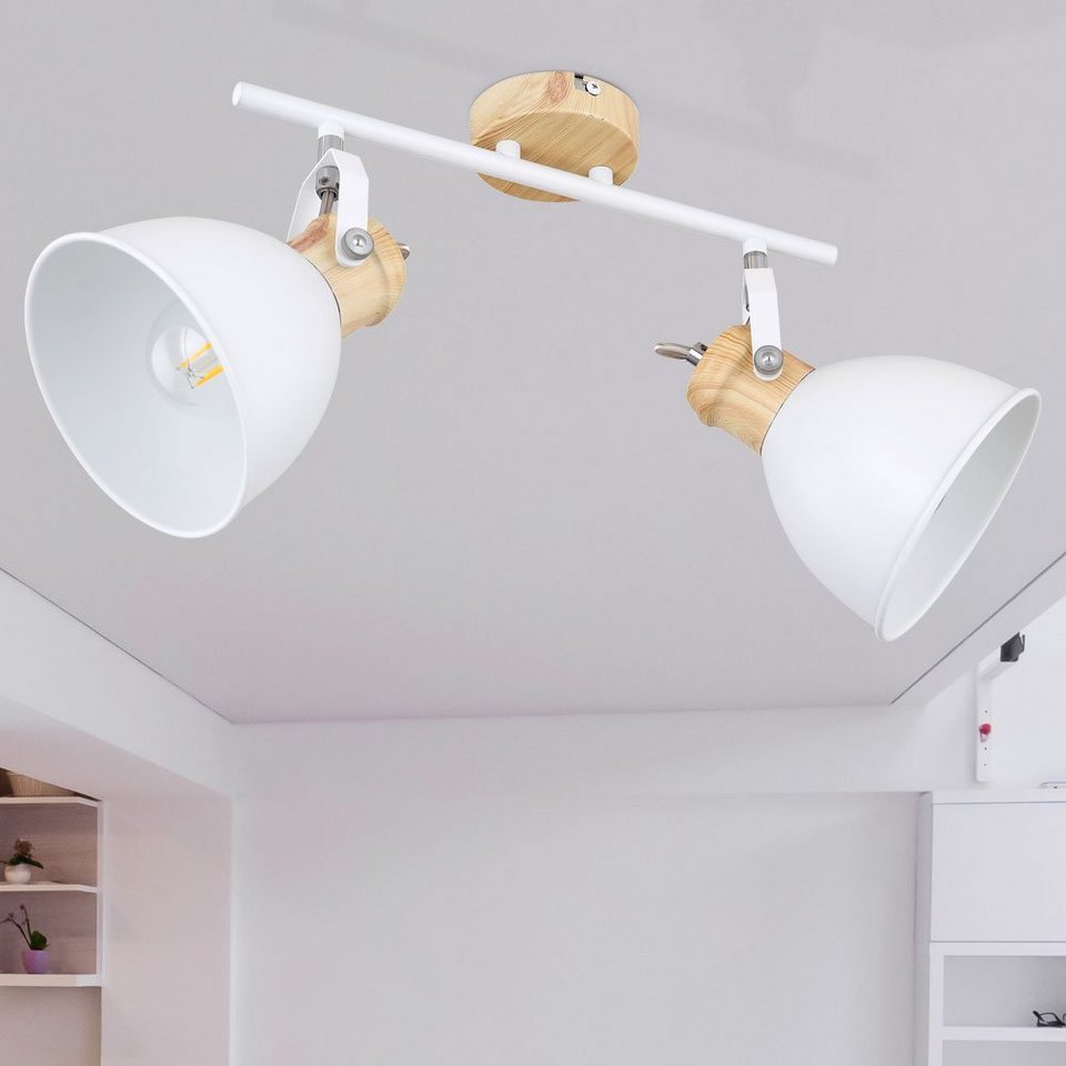 etc-shop LED Deckenspot, Leuchtmittel inklusive, Warmweiß, Decken Spot  Lampe Ess Zimmer Licht-Schiene Holz Optik Leuchte