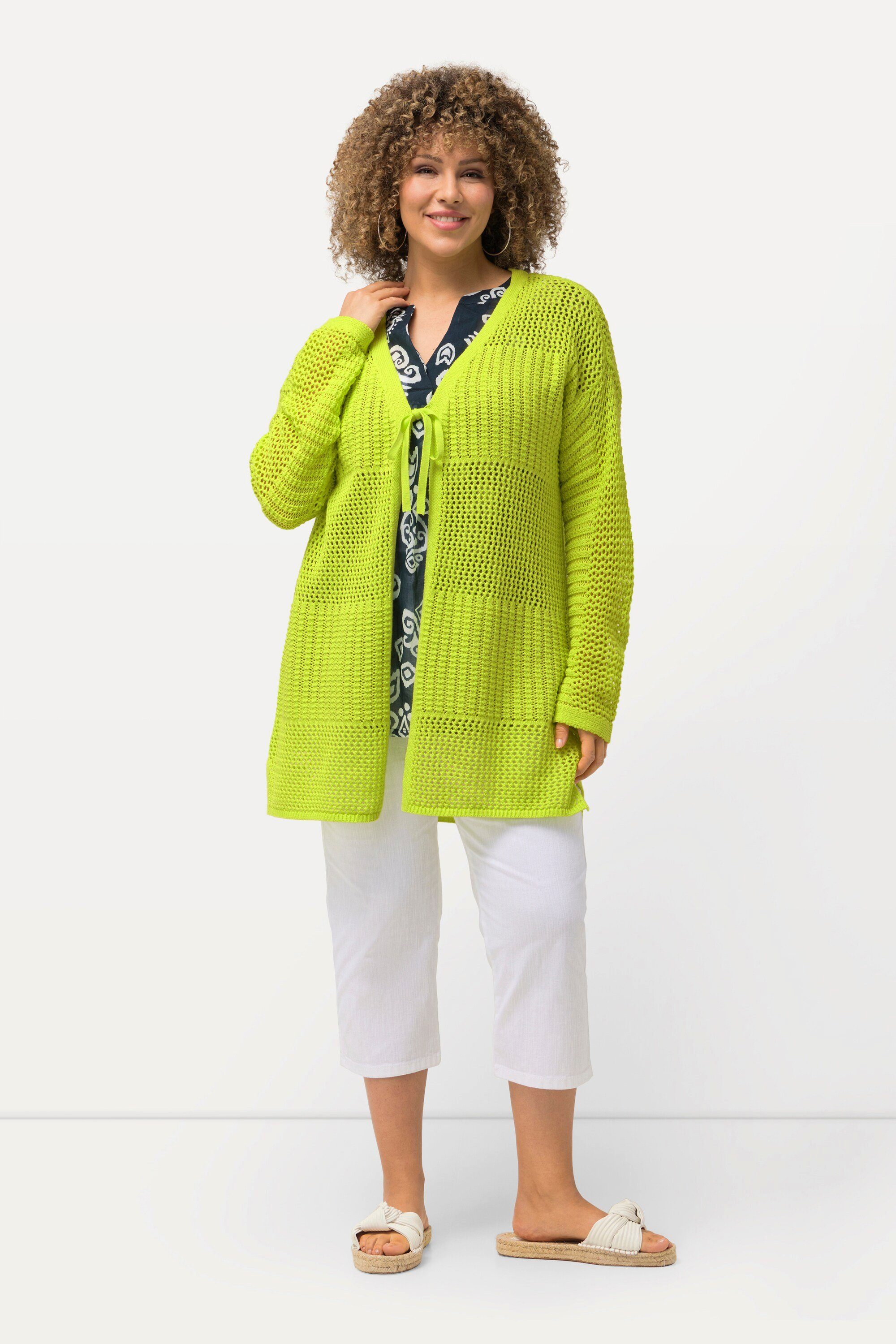 Ulla Popken Strickjacke Strickjacke Lochstrick Oversized günstig online kaufen