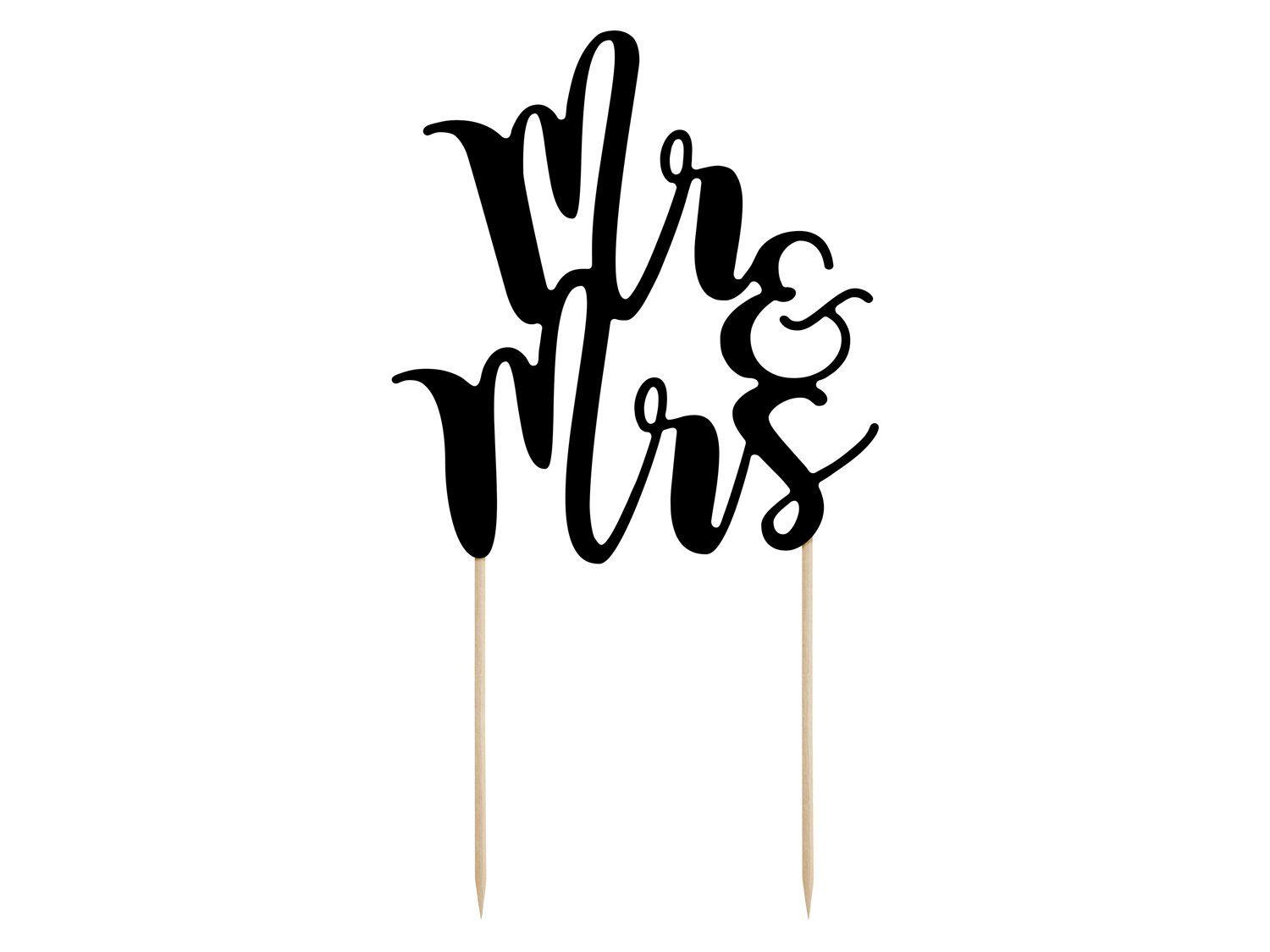 partydeco Топпер для торта, Cake Topper Mr & Mrs / Hochzeit 25.5cm, schwarz