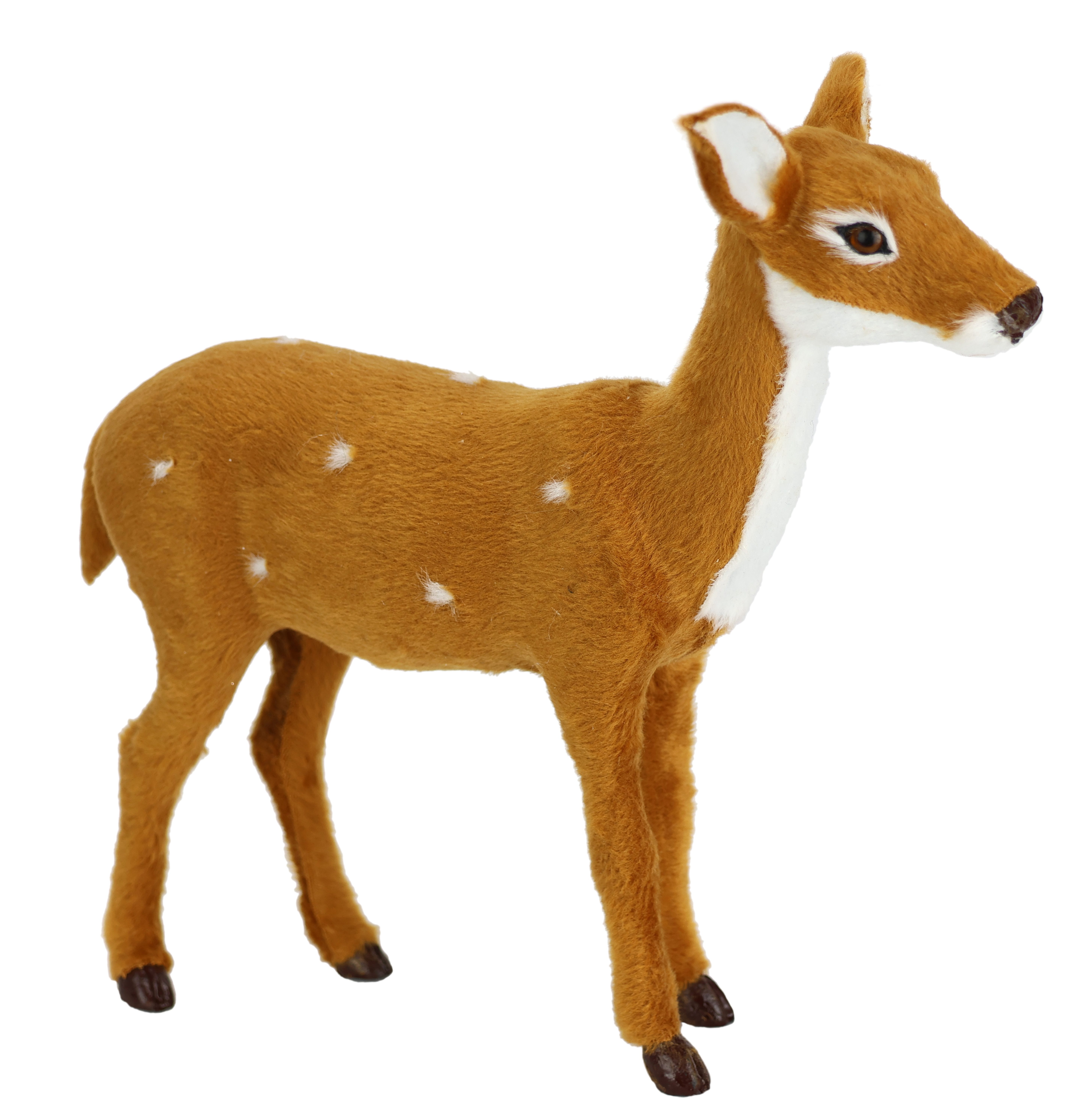 I.GE.A. Dekofigur Tierfigur Reh aus Kunstfell (1 St), Realistisches Waldtier Statue Ornament Plüschtier Weihnachtsdeko