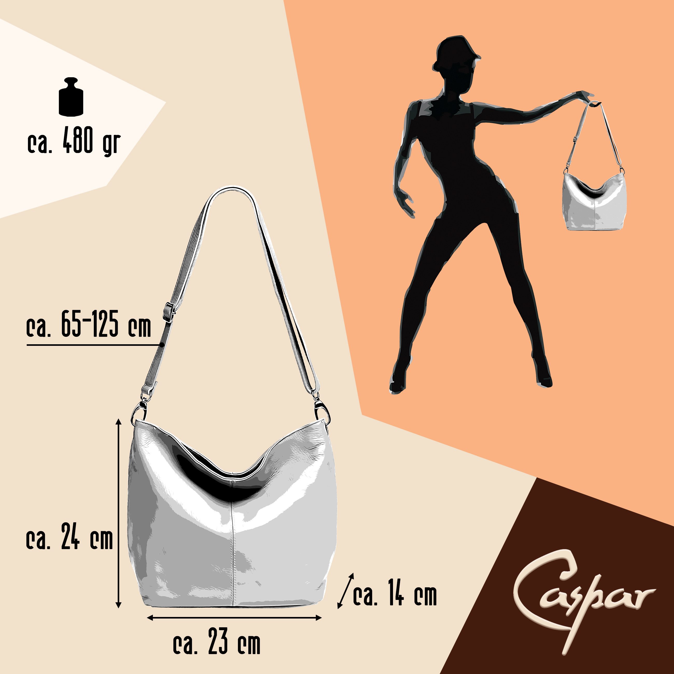 Caspar Schultertasche Klassische Damen Leder Handtasche - PREMIUM LINE - Modell No.803, elegant, robust & unempfindlich - 100% Echtleder - Handmade in Italy – Bild 5 von 5