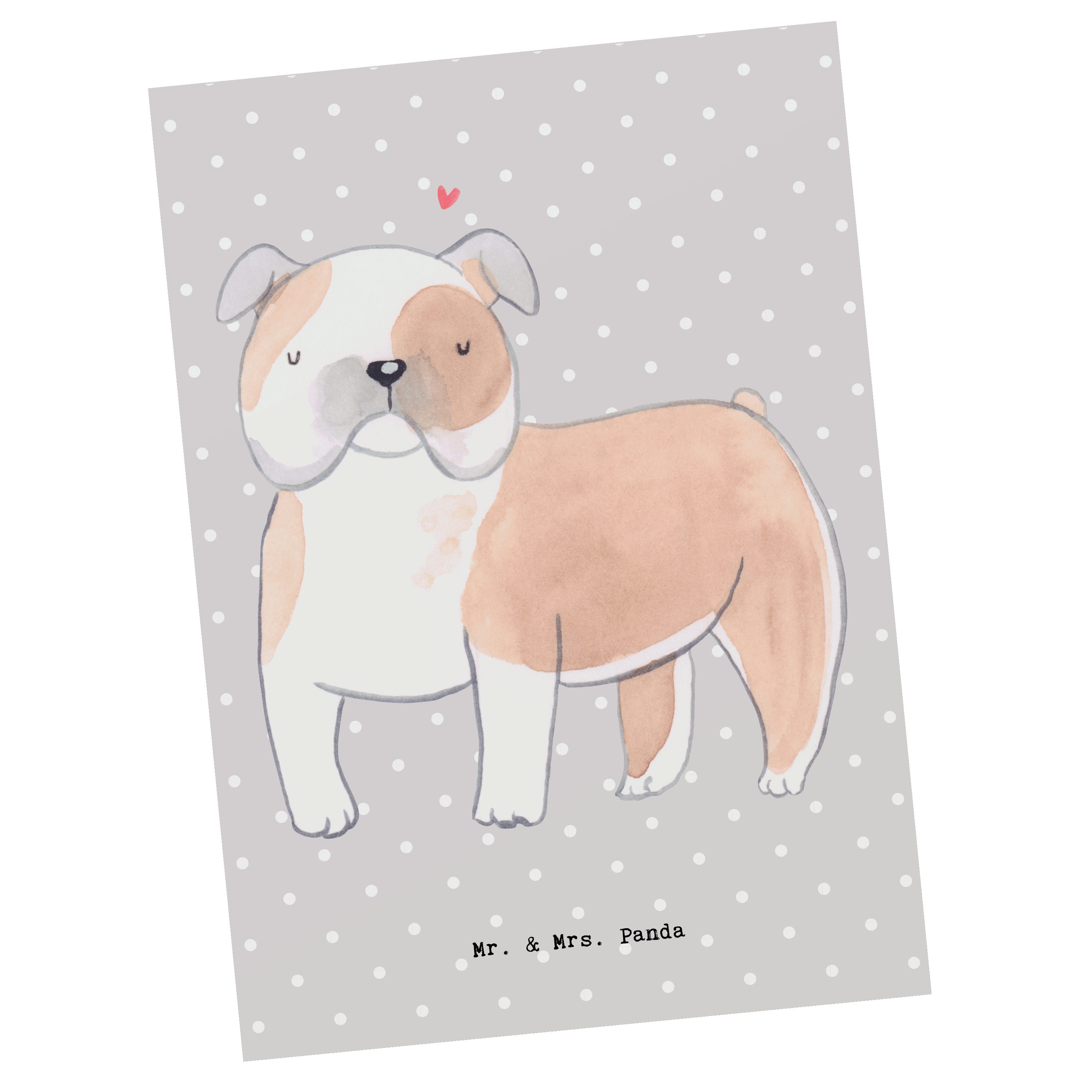 Mr. & Mrs. Panda Bulldogge Moment Grau Hundebes - Postkarte Karte, Geschenk, - Englische Pastell