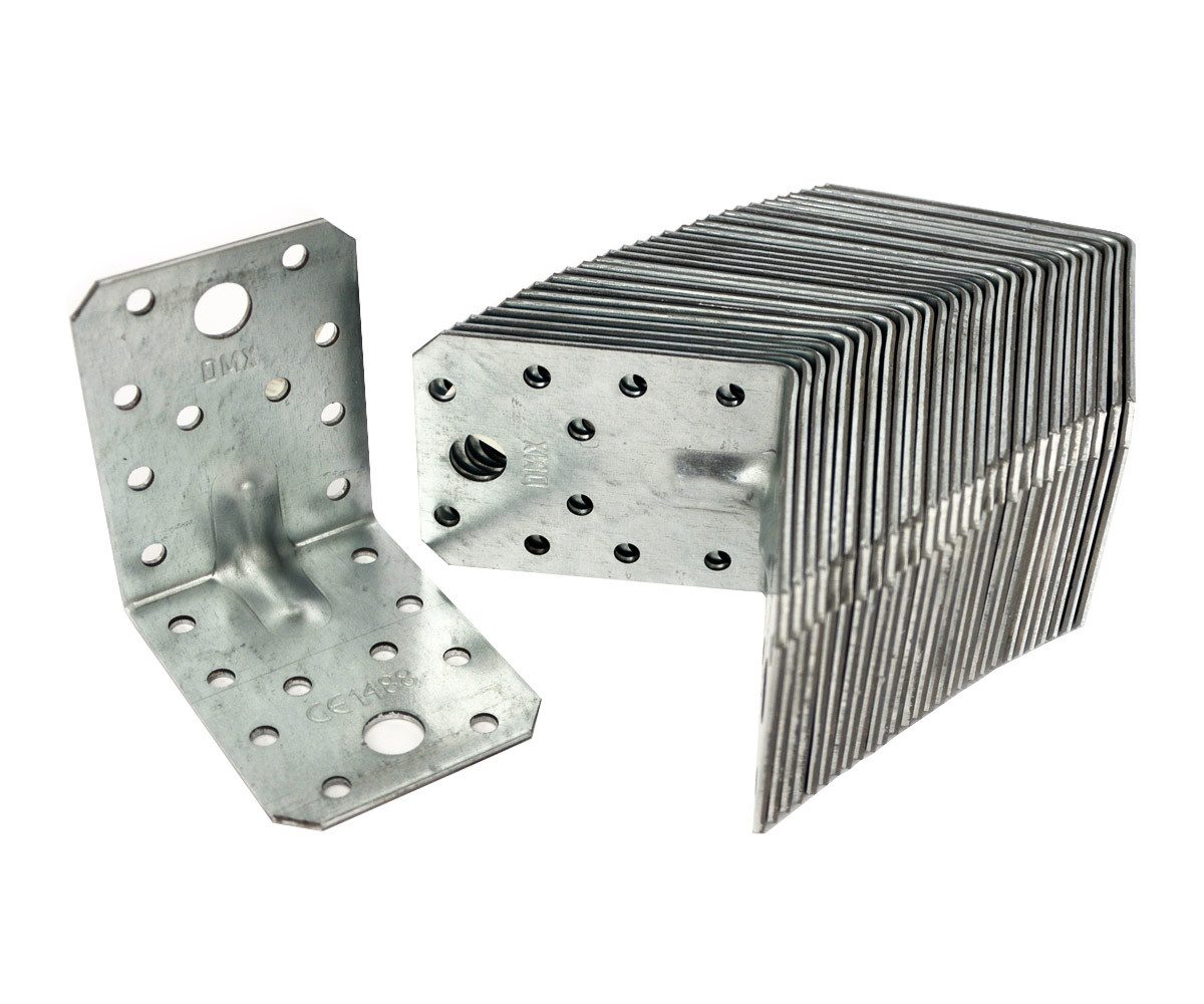 Systafex® Winkelverbinder 50x Schwerlast Winkelverbinder Lochwinkel Winkel 70x70x55mm verzinkt, LxB: 70x55 mm, feuerverzinkt, (50-St)